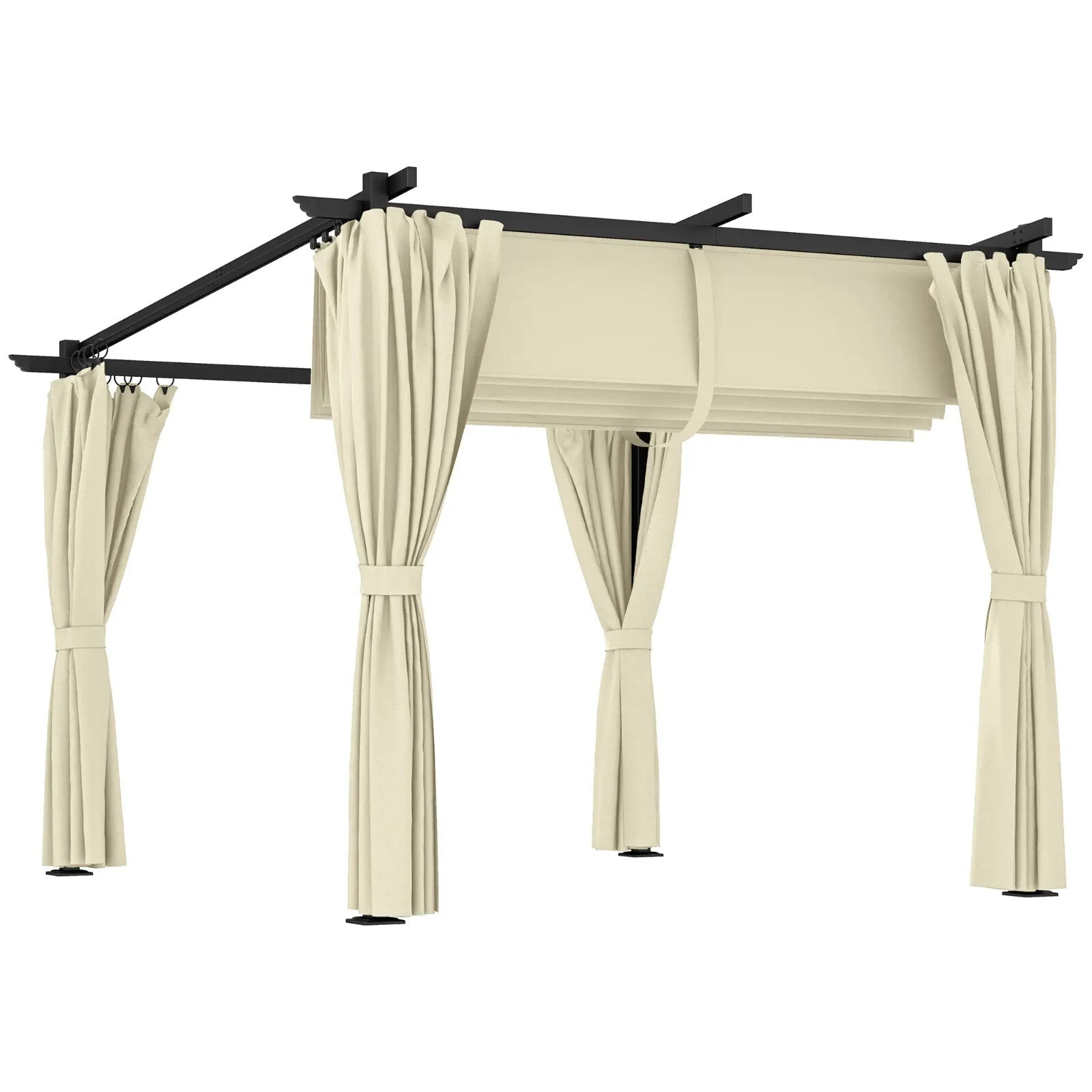 Metal Pergola 3 x 3 m Garden Gazebo Heavy Duty Frame Roof and Sidewall Sun Shade - Home and Garden Furniture Shop - rustic - furniture