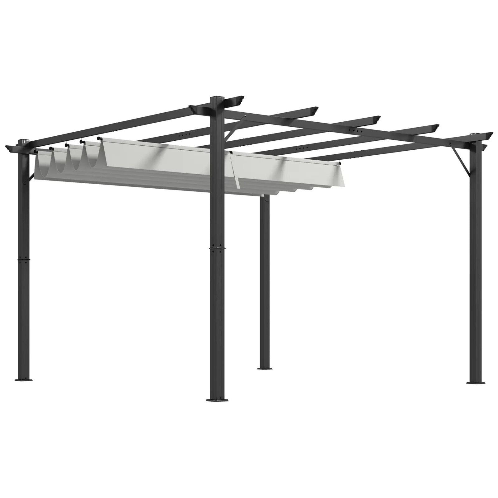 Metal Pergola Gazebo 3x3m Sun Shade Patio Shelter Garden Retractable Canopy Grey - Home and Garden Furniture Shop - rustic - furniture
