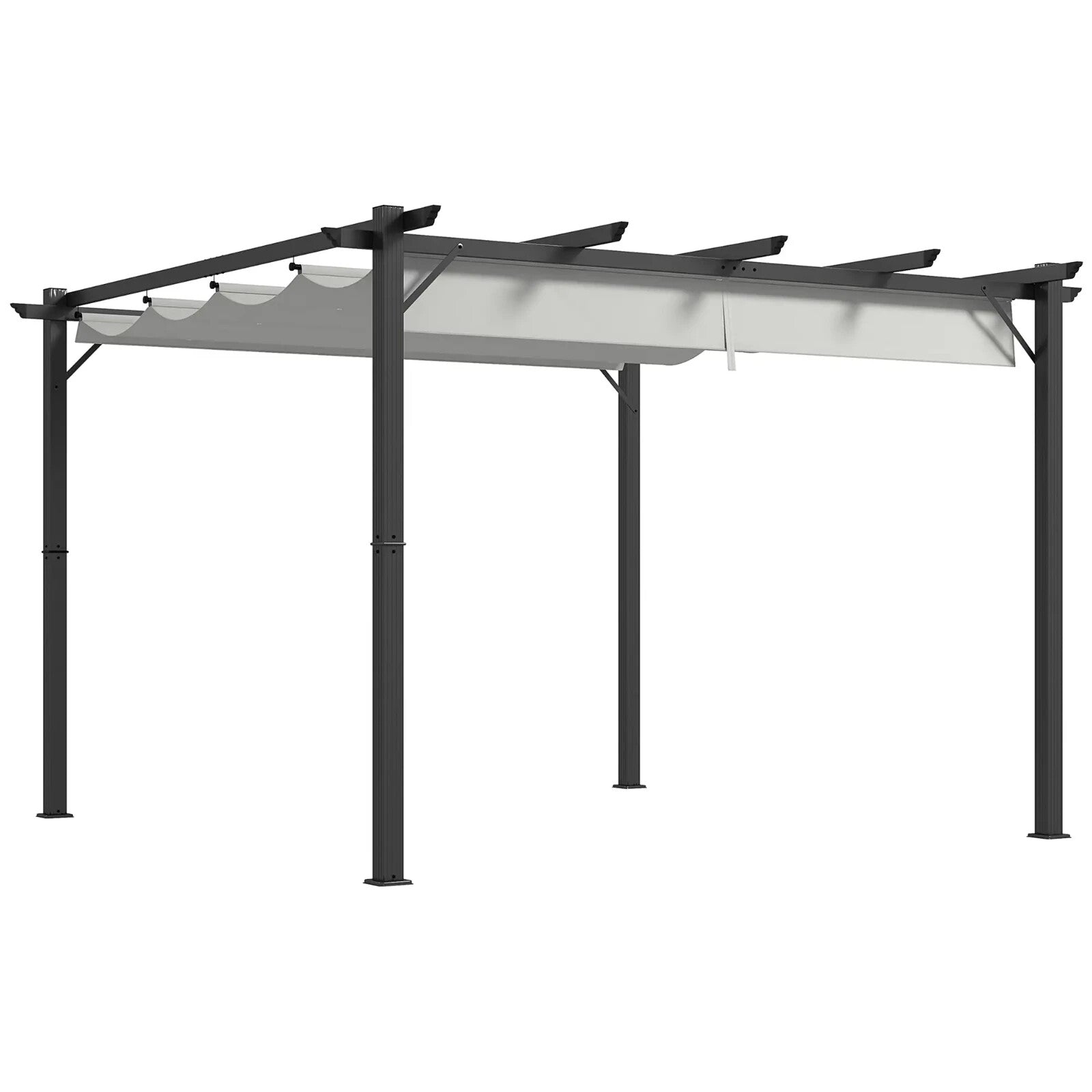 Metal Pergola Gazebo 3x3m Sun Shade Patio Shelter Garden Retractable Canopy Grey - Home and Garden Furniture Shop - rustic - furniture