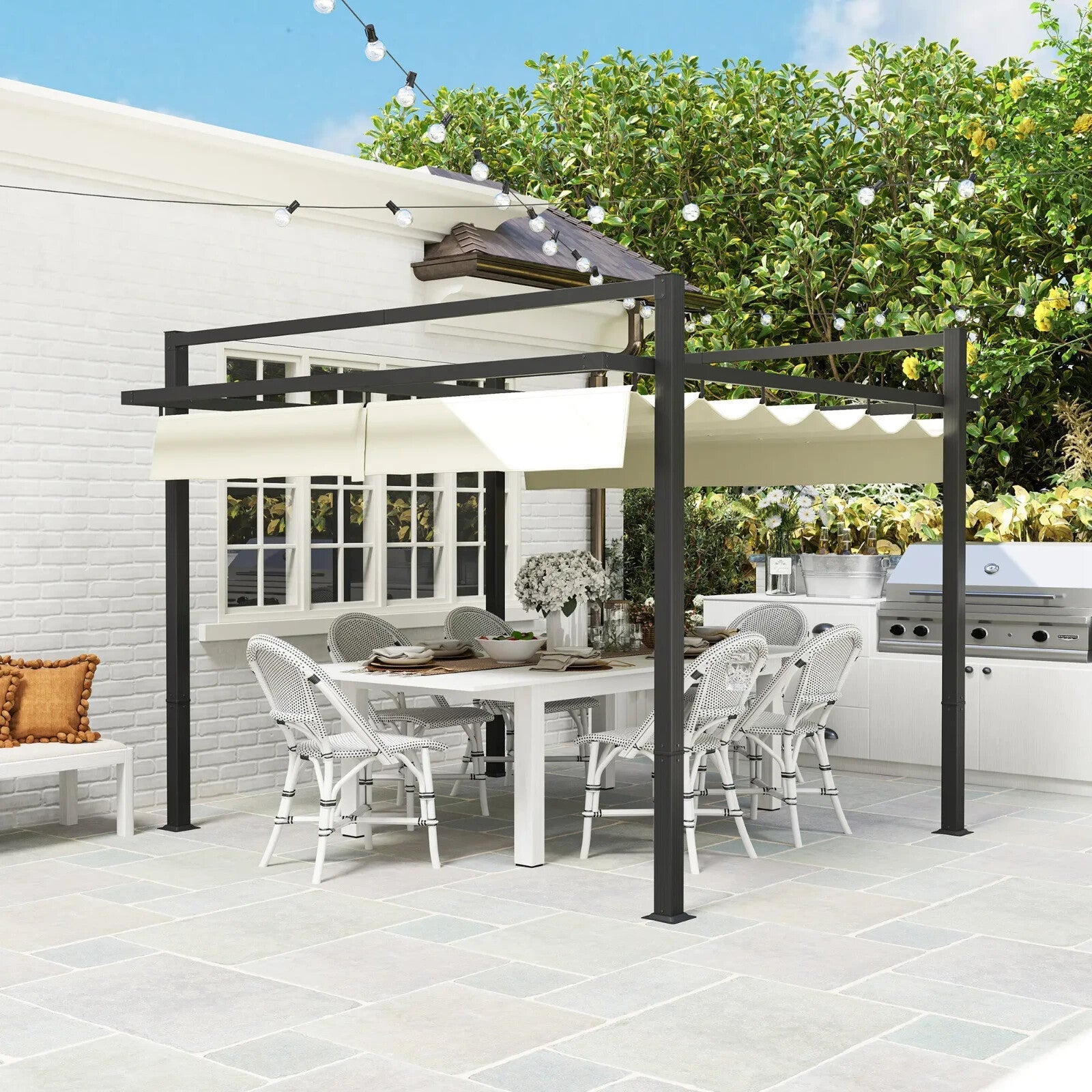 Metal Pergola Gazebo Garden Shelter Heavy Duty Aluminium Frame Patio Canopy 3m - Home and Garden Furniture Shop - rustic - furniture