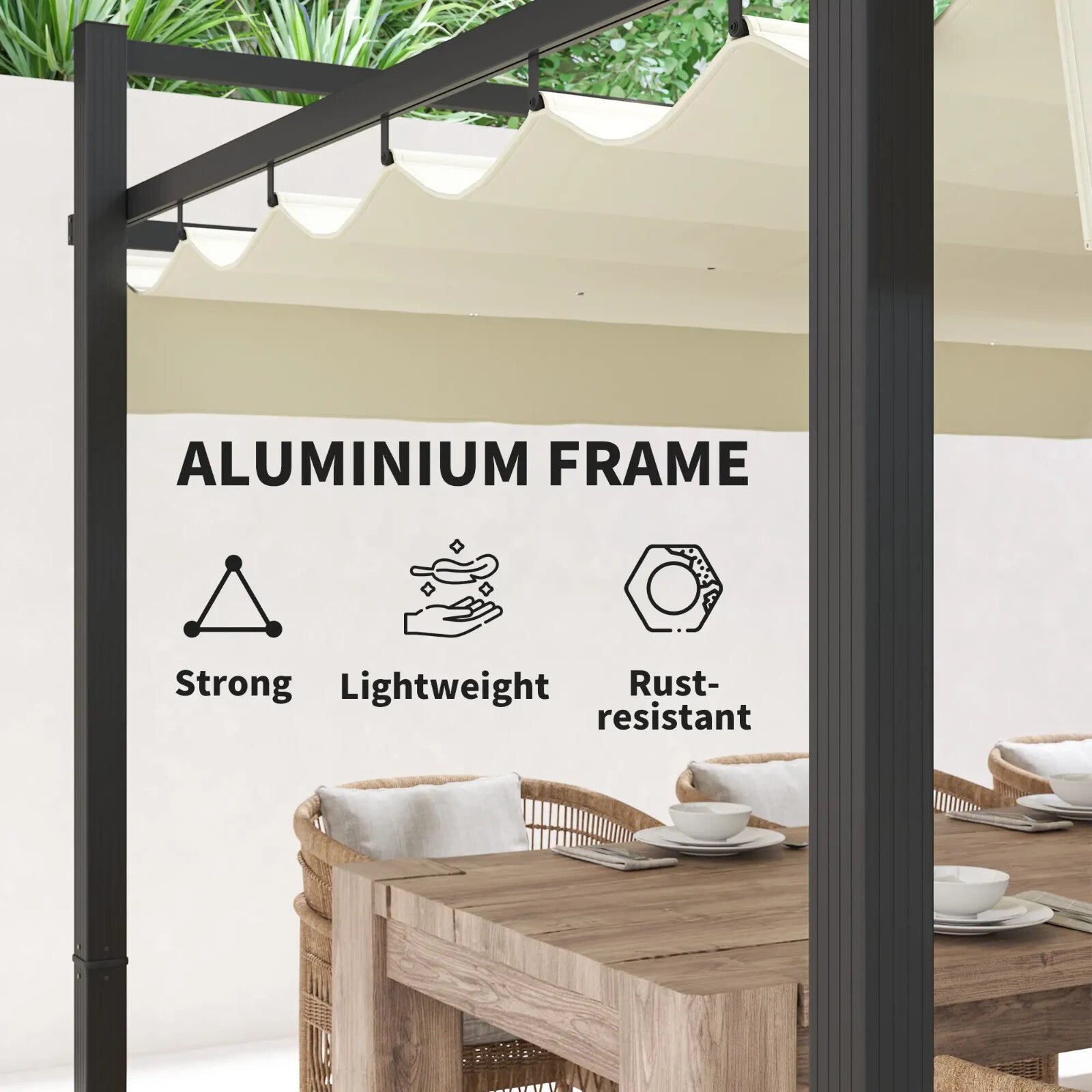 Metal Pergola Gazebo Garden Shelter Heavy Duty Aluminium Frame Patio Canopy 3m - Home and Garden Furniture Shop - rustic - furniture