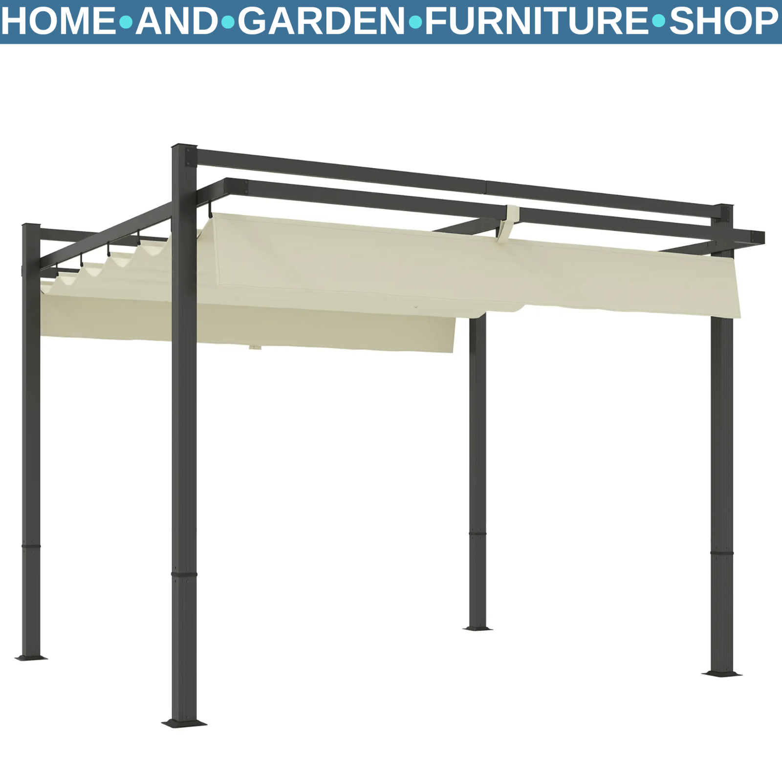 Metal Pergola Gazebo Garden Shelter Heavy Duty Aluminium Frame Patio Canopy 3m - Home and Garden Furniture Shop - rustic - furniture