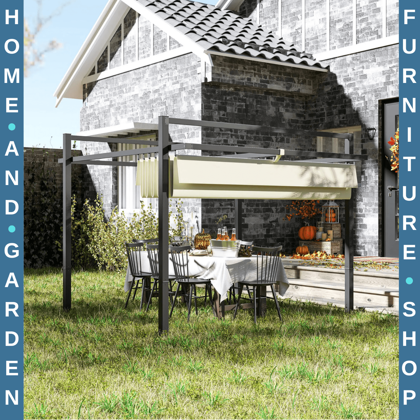 Metal Pergola Gazebo Garden Shelter Heavy Duty Aluminium Frame Patio Canopy 3m - Home and Garden Furniture Shop - rustic - furniture