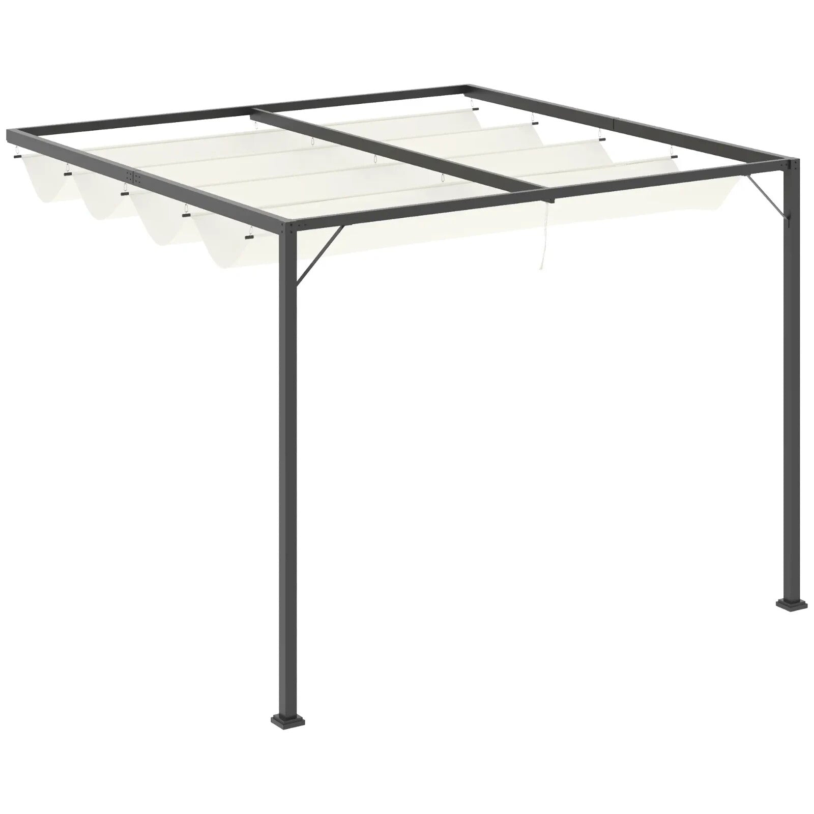 Metal Pergola Gazebo with Retractable Canopy Wall Mounted Garden Patio Shelter - Home and Garden Furniture Shop - rustic - furniture
