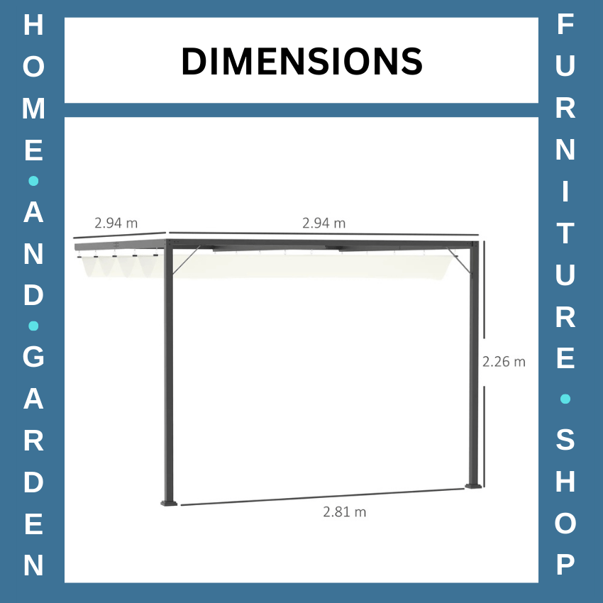 Metal Pergola Gazebo with Retractable Canopy Wall Mounted Garden Patio Shelter - Home and Garden Furniture Shop - rustic - furniture