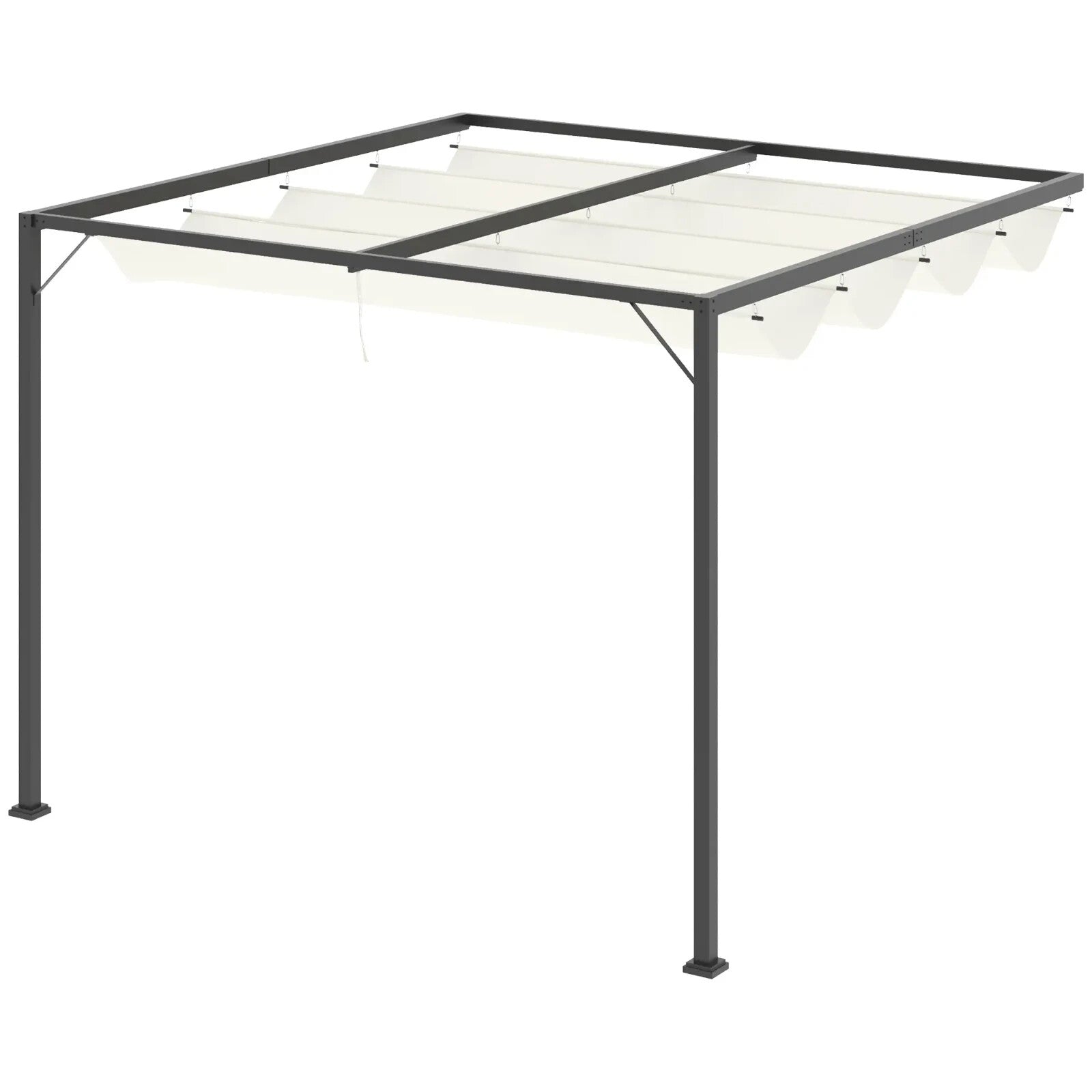 Metal Pergola Gazebo with Retractable Canopy Wall Mounted Garden Patio Shelter - Home and Garden Furniture Shop - rustic - furniture