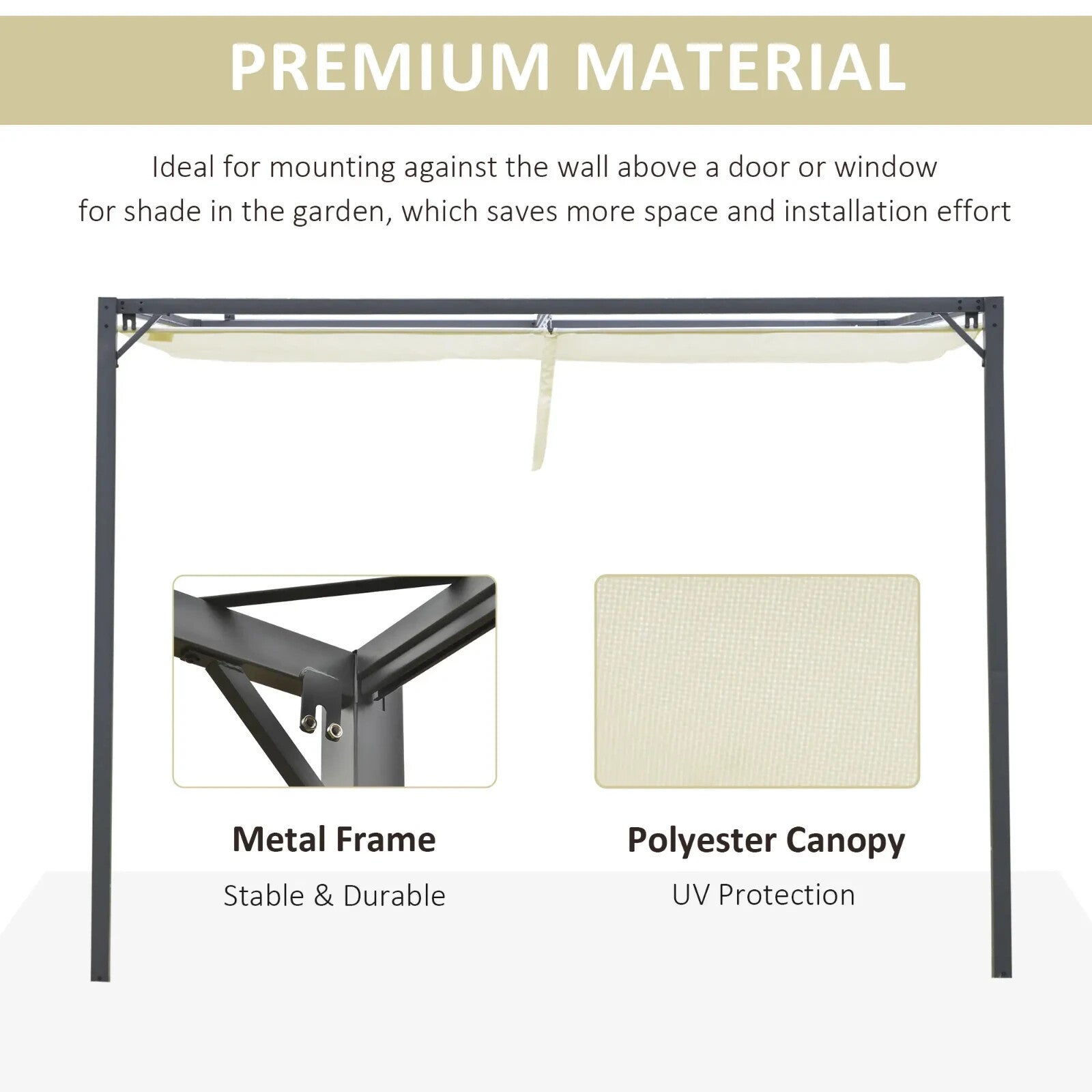 Metal Pergola Gazebo with Retractable Canopy Wall Mounted Garden Patio Shelter - Home and Garden Furniture Shop - rustic - furniture