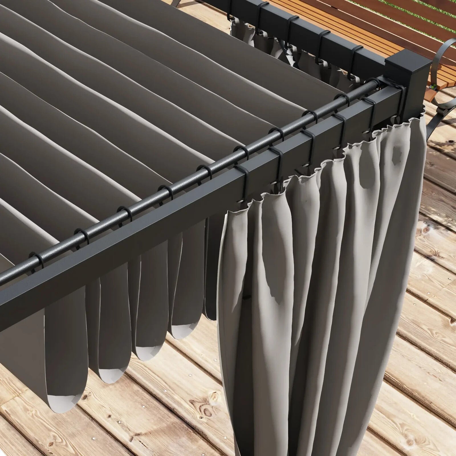 Metal Pergola Retractable Roof and Sides Curtains Outdoor Patio Garden Shelter - Home and Garden Furniture Shop - rustic - furniture