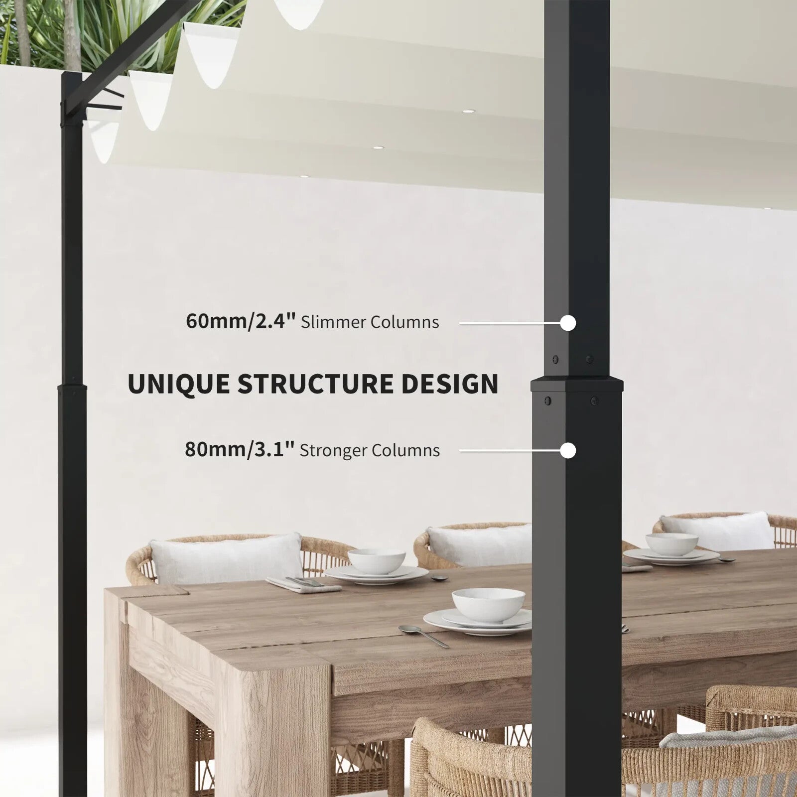 Metal Pergola Retractable Roof Canopy 3 x 3m Garden Gazebo Shelter Heavy Duty - Home and Garden Furniture Shop - rustic - furniture