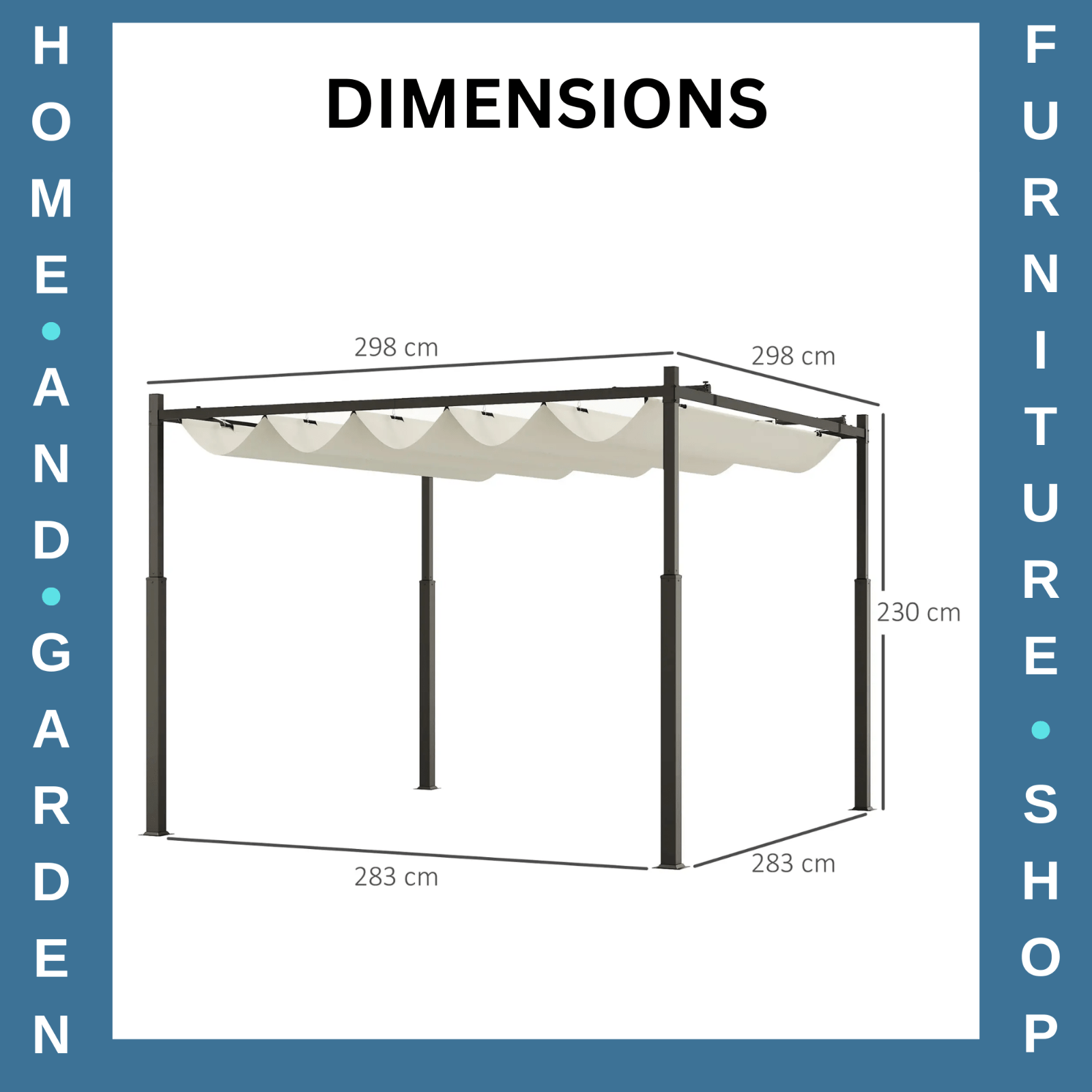 Metal Pergola Retractable Roof Canopy 3 x 3m Garden Gazebo Shelter Heavy Duty - Home and Garden Furniture Shop - rustic - furniture