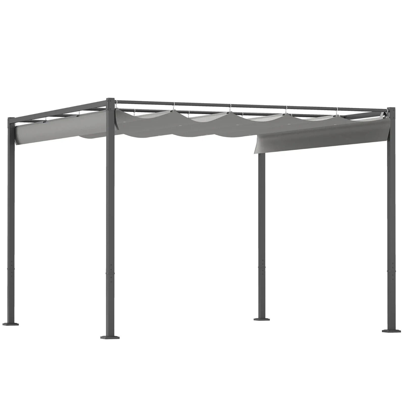 Metal Pergola with Retractable Roof 3 x 3m Grey Canopy Outdoor Garden Furniture - Home and Garden Furniture Shop - #rustic - furniture#