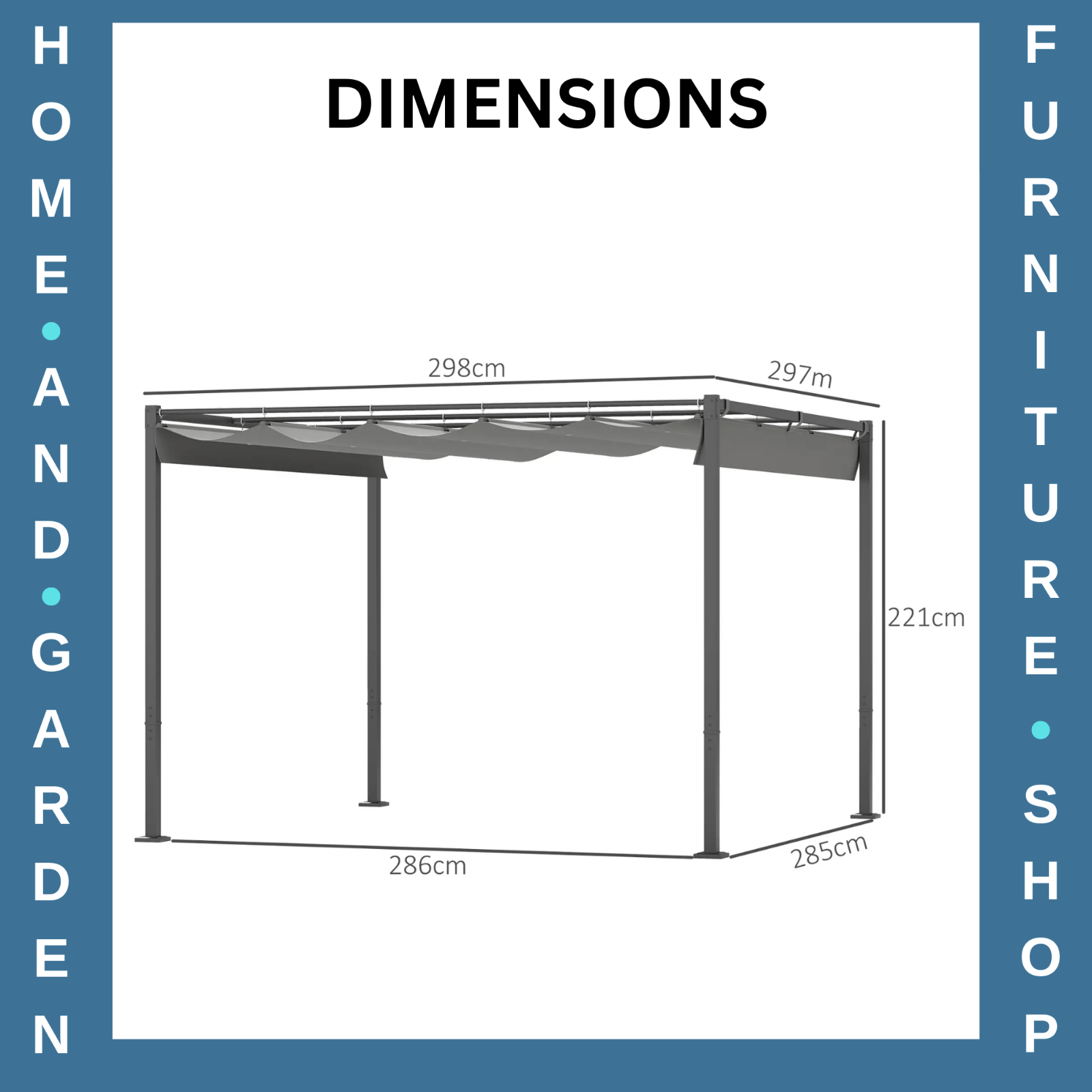 Metal Pergola with Retractable Roof 3 x 3m Grey Canopy Outdoor Garden Furniture - Home and Garden Furniture Shop - rustic - furniture