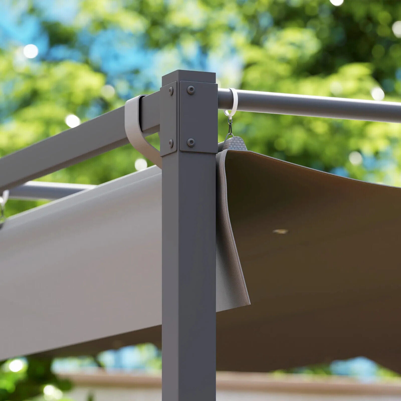 Metal Pergola with Retractable Roof 3 x 3m Grey Canopy Outdoor Garden Furniture - Home and Garden Furniture Shop - #rustic - furniture#
