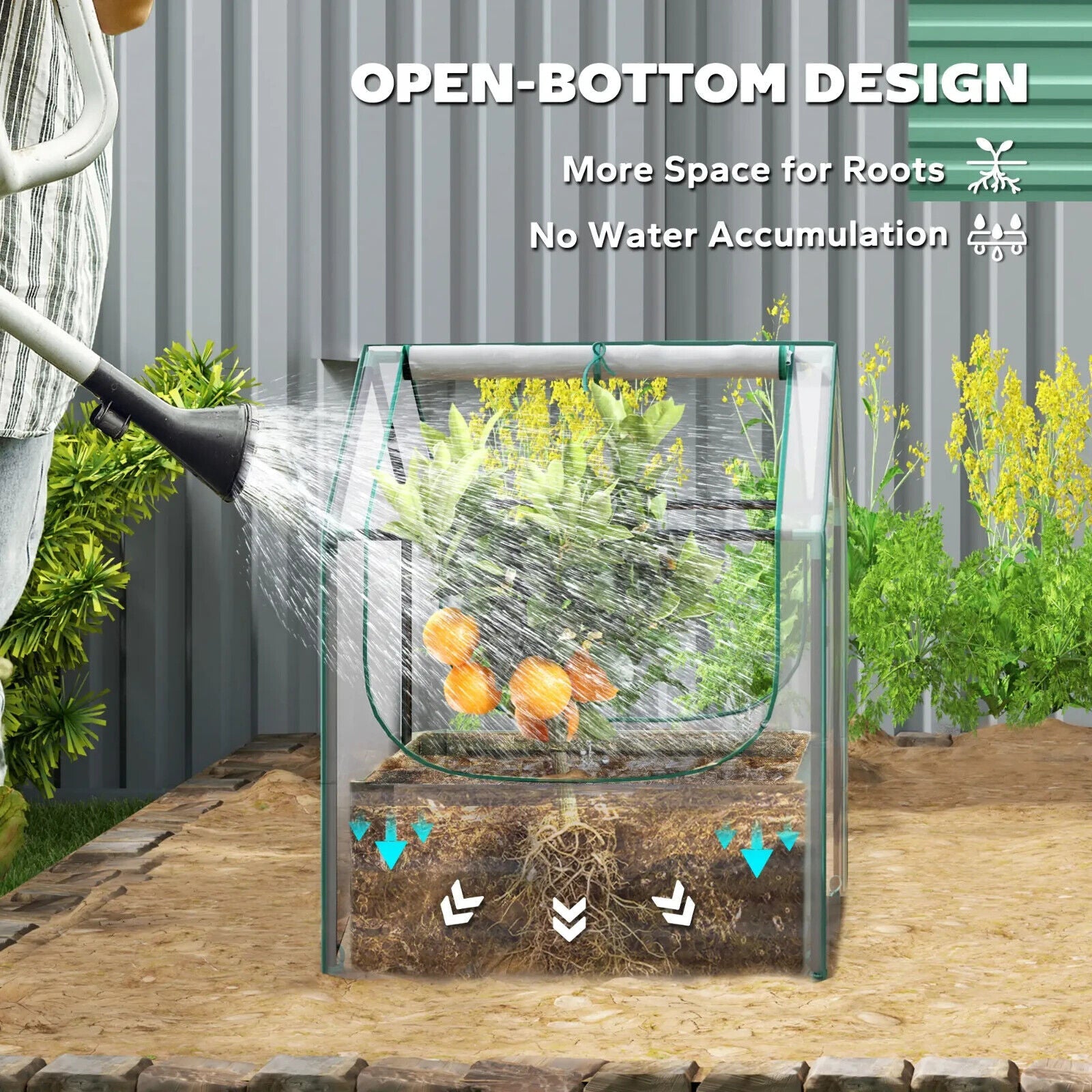Metal Planter Box w/ Cover Raised Garden Bed & Greenhouse for Herbs & Vegetables - Home and Garden Furniture Shop - #rustic - furniture#