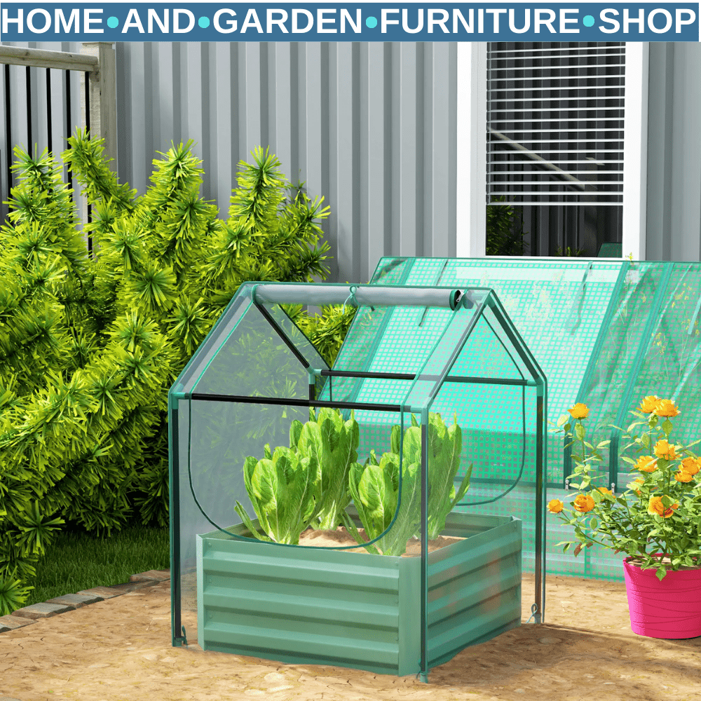 Metal Planter Box w/ Cover Raised Garden Bed & Greenhouse for Herbs & Vegetables - Home and Garden Furniture Shop - #rustic - furniture#