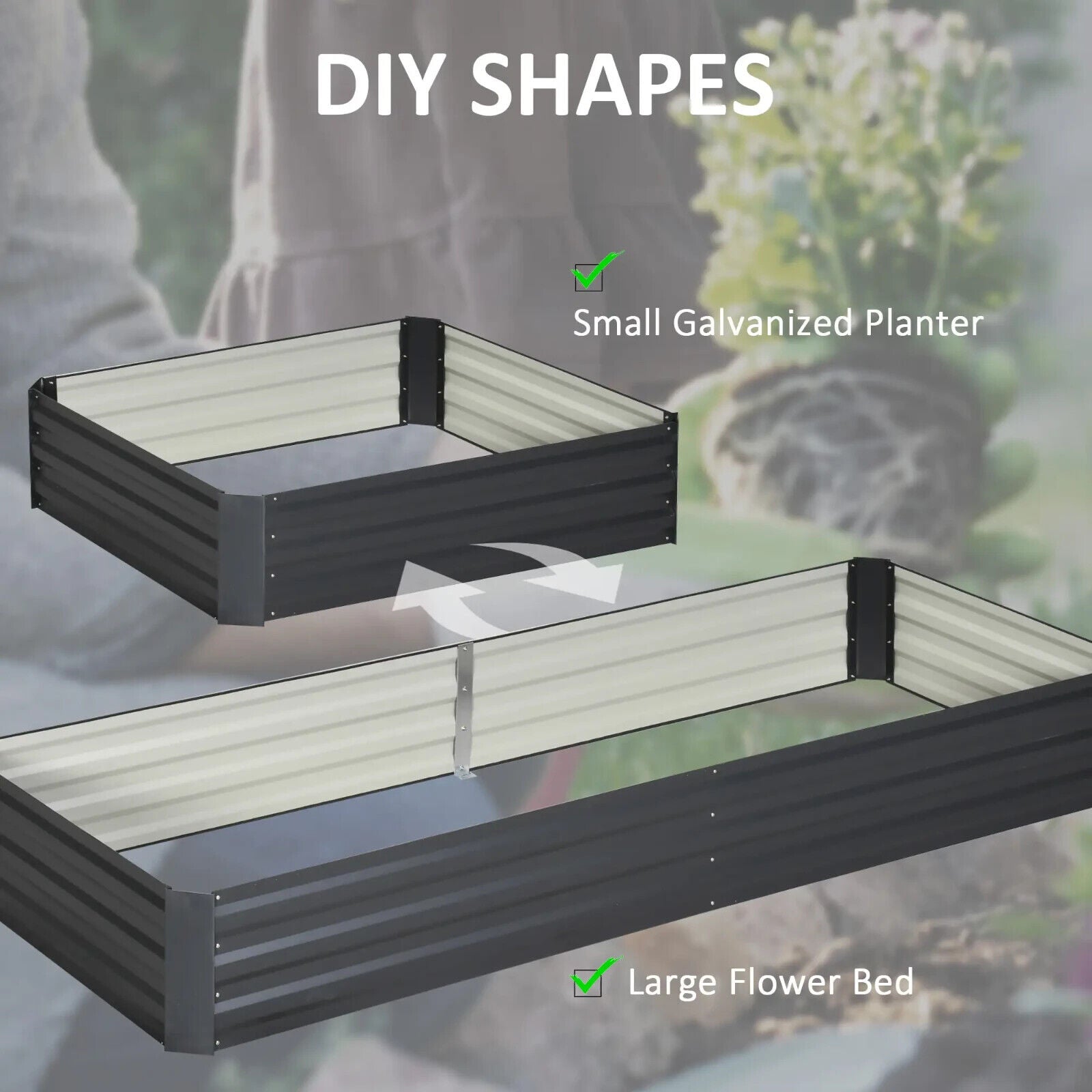 Metal Raised Garden Bed Planter Box 241x90.5x30cm for Flowers Herbs Outdoor Grey - Home and Garden Furniture Shop - #rustic - furniture#