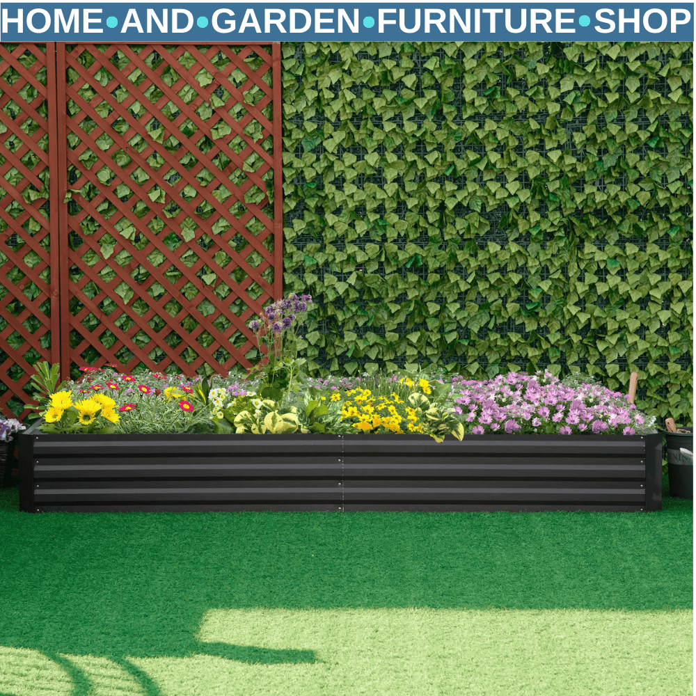 Metal Raised Garden Bed Planter Box 241x90.5x30cm for Flowers Herbs Outdoor Grey - Home and Garden Furniture Shop - #rustic - furniture#