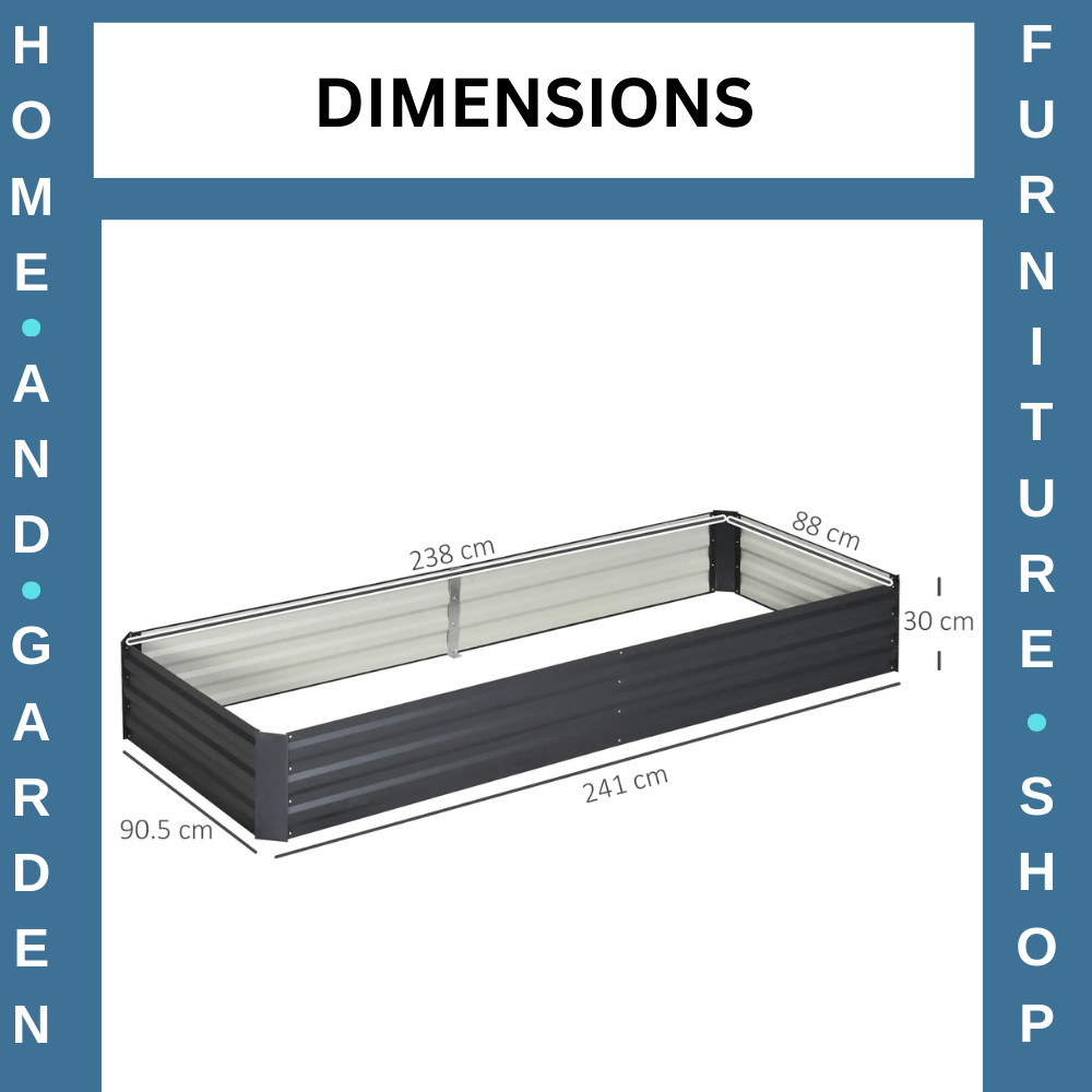 Metal Raised Garden Bed Planter Box 241x90.5x30cm for Flowers Herbs Outdoor Grey - Home and Garden Furniture Shop - #rustic - furniture#