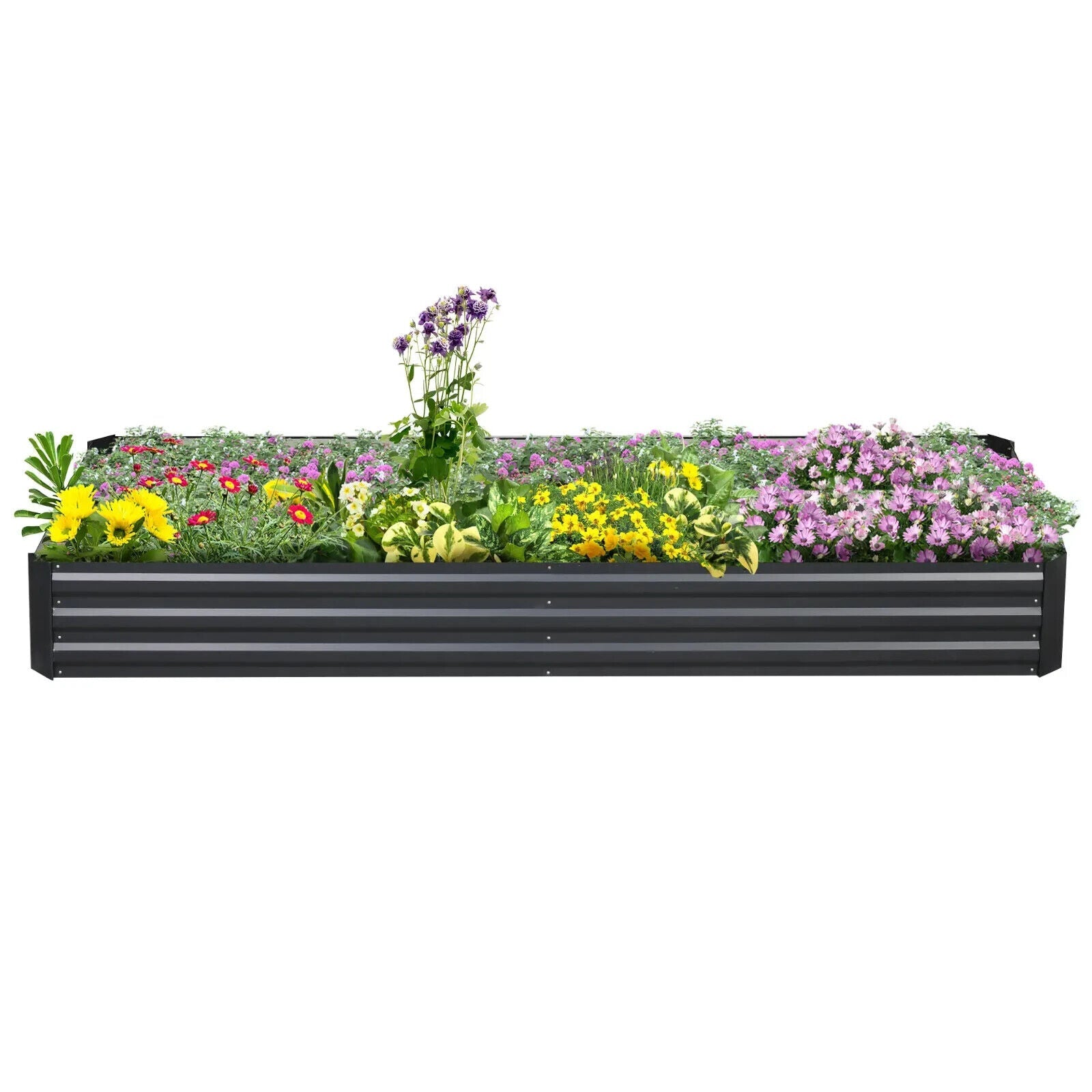 Metal Raised Garden Bed Planter Box 241x90.5x30cm for Flowers Herbs Outdoor Grey - Home and Garden Furniture Shop - #rustic - furniture#