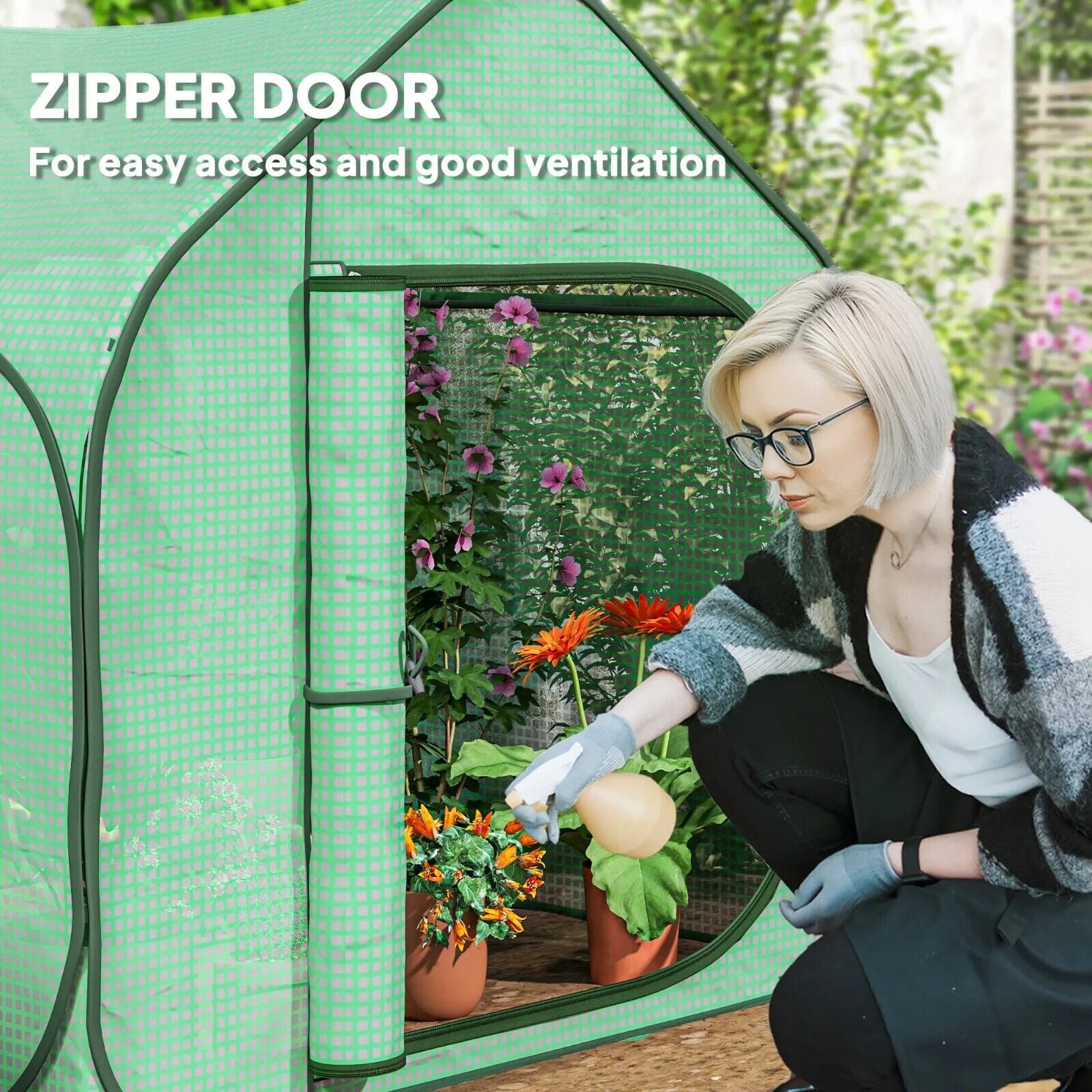 Mini Pop - Up Greenhouse with 150 x 148cm Reinforced PE Cover and Zipper Door - Home and Garden Furniture Shop - #rustic - furniture#