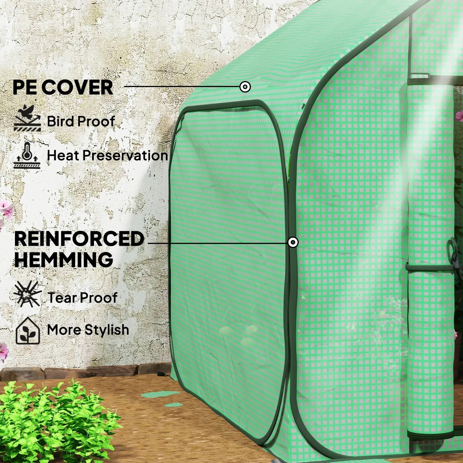 Mini Pop - Up Greenhouse with 150 x 148cm Reinforced PE Cover and Zipper Door - Home and Garden Furniture Shop - rustic - furniture
