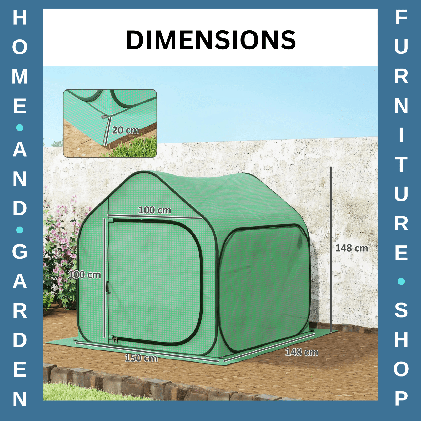 Mini Pop - Up Greenhouse with 150 x 148cm Reinforced PE Cover and Zipper Door - Home and Garden Furniture Shop - rustic - furniture