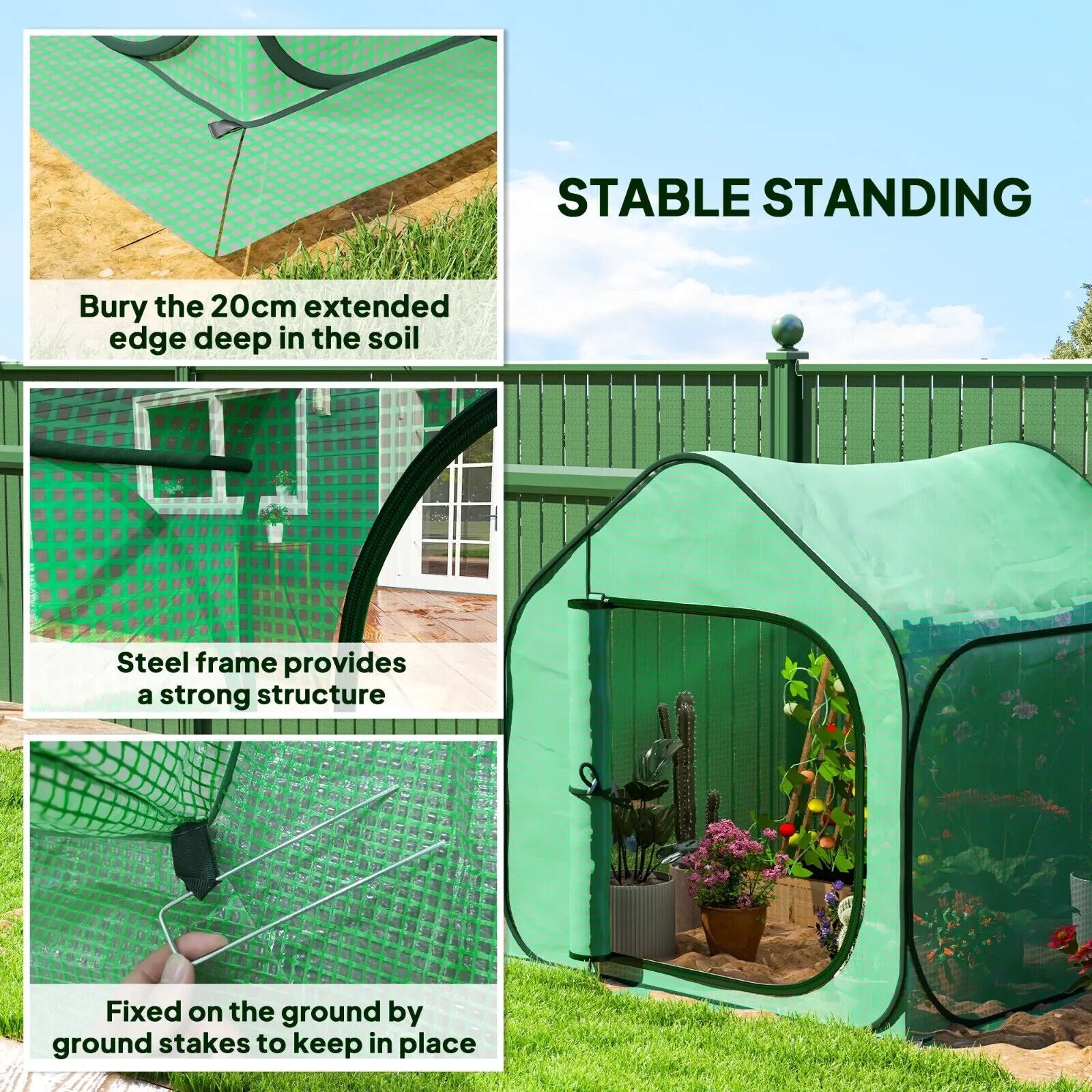 Mini Pop - Up Greenhouse with 150 x 148cm Reinforced PE Cover and Zipper Door - Home and Garden Furniture Shop - #rustic - furniture#