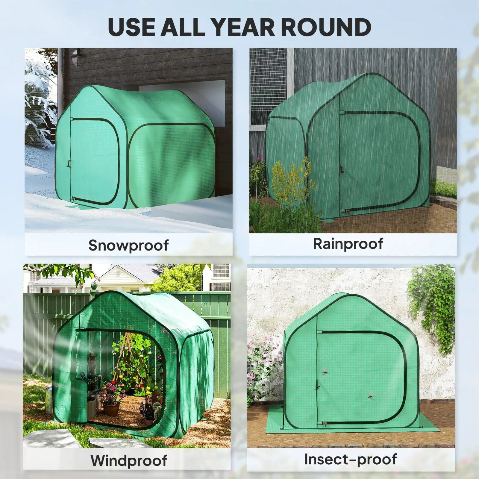 Mini Pop - Up Greenhouse with 150 x 148cm Reinforced PE Cover and Zipper Door - Home and Garden Furniture Shop - #rustic - furniture#
