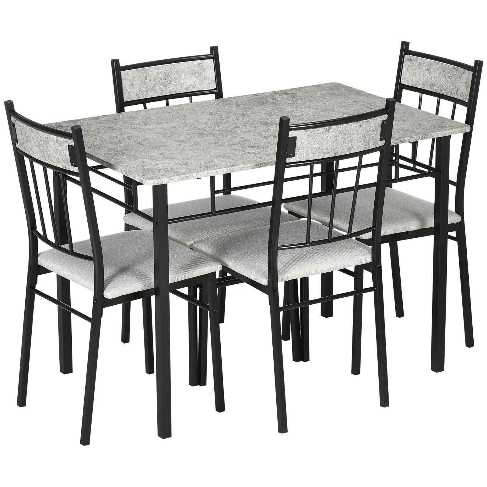 Modern Dining Table and Chairs Set 4 Chairs Space Saving Grey Marble Effect Set - Home and Garden Furniture Shop - rustic - furniture