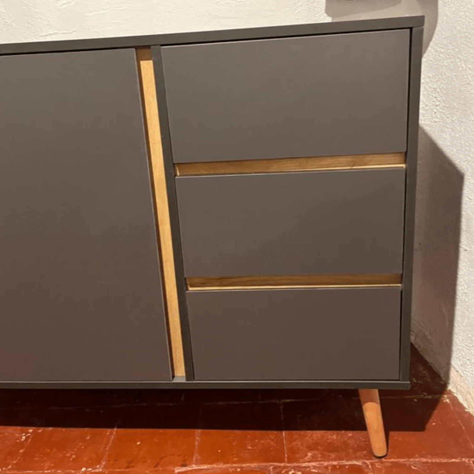 Modern Sideboard Storage Cupboard Double Doors 3 Drawers Kitchen Cabinet Grey - Home and Garden Furniture Shop - rustic - furniture