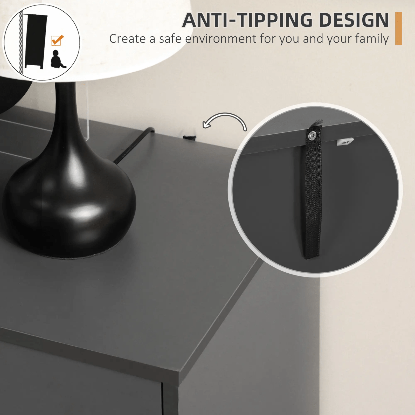 Modern Sideboard Storage Cupboard Double Doors 3 Drawers Kitchen Cabinet Grey - Home and Garden Furniture Shop - rustic - furniture