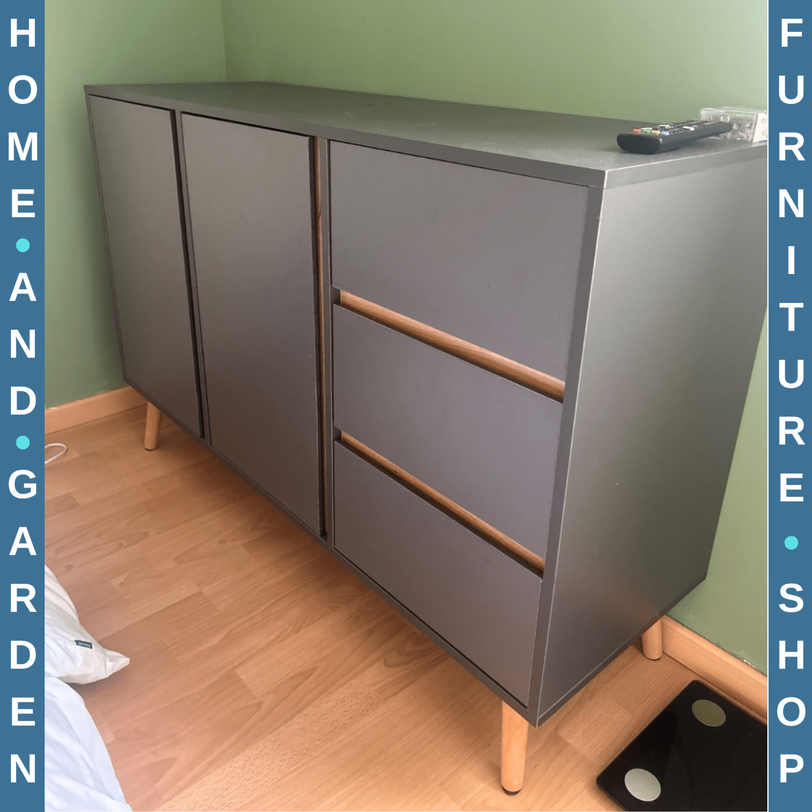 Modern Sideboard Storage Cupboard Double Doors 3 Drawers Kitchen Cabinet Grey - Home and Garden Furniture Shop - rustic - furniture