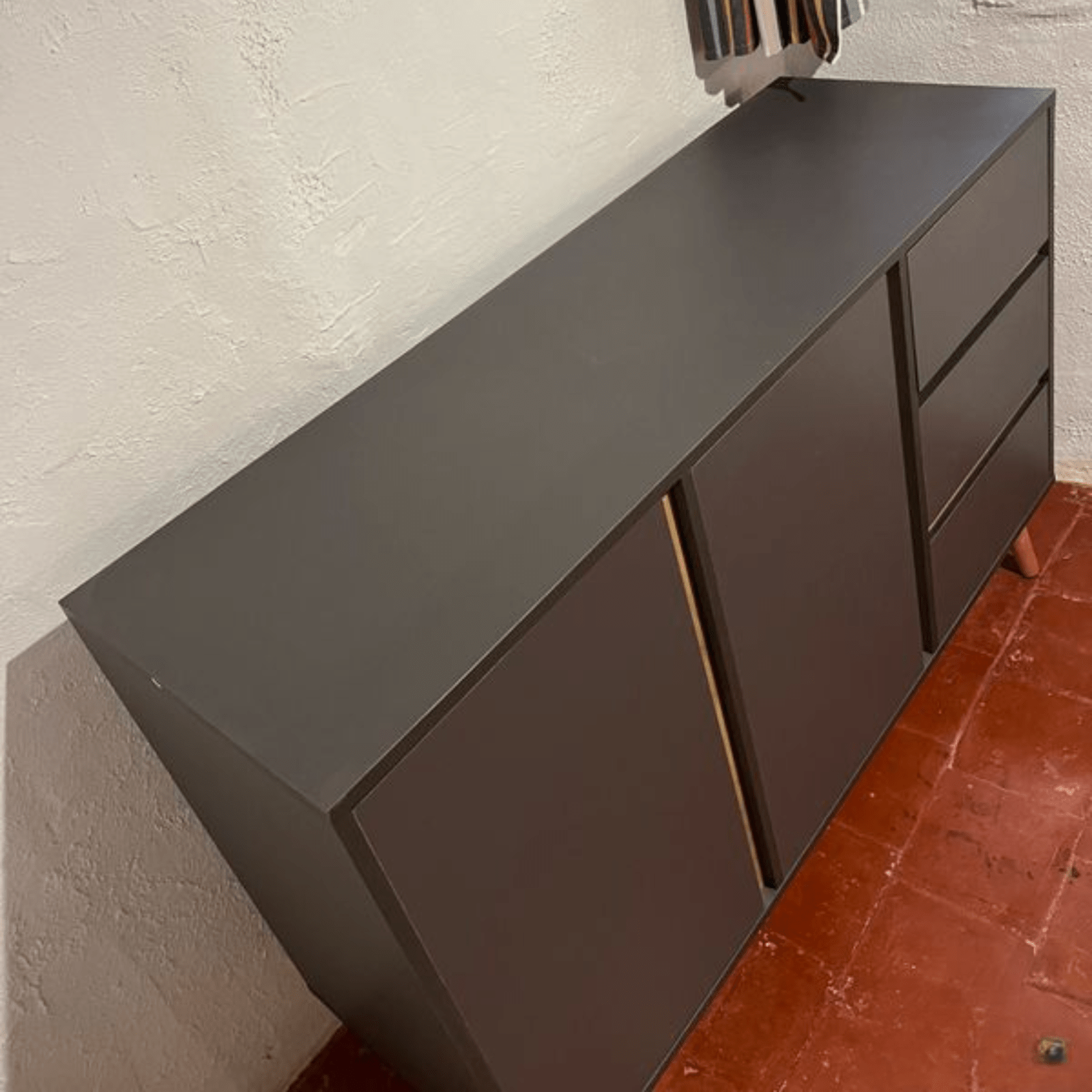 Modern Sideboard Storage Cupboard Double Doors 3 Drawers Kitchen Cabinet Grey - Home and Garden Furniture Shop - rustic - furniture