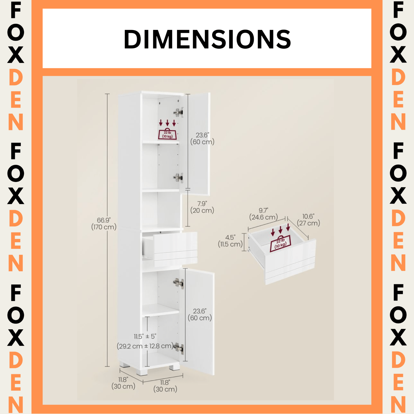 Modern Tall Bathroom Cabinet Storage Unit 2 Door Drawer Shelves Tallboy Cupboard - Home and Garden Furniture Shop - rustic - furniture