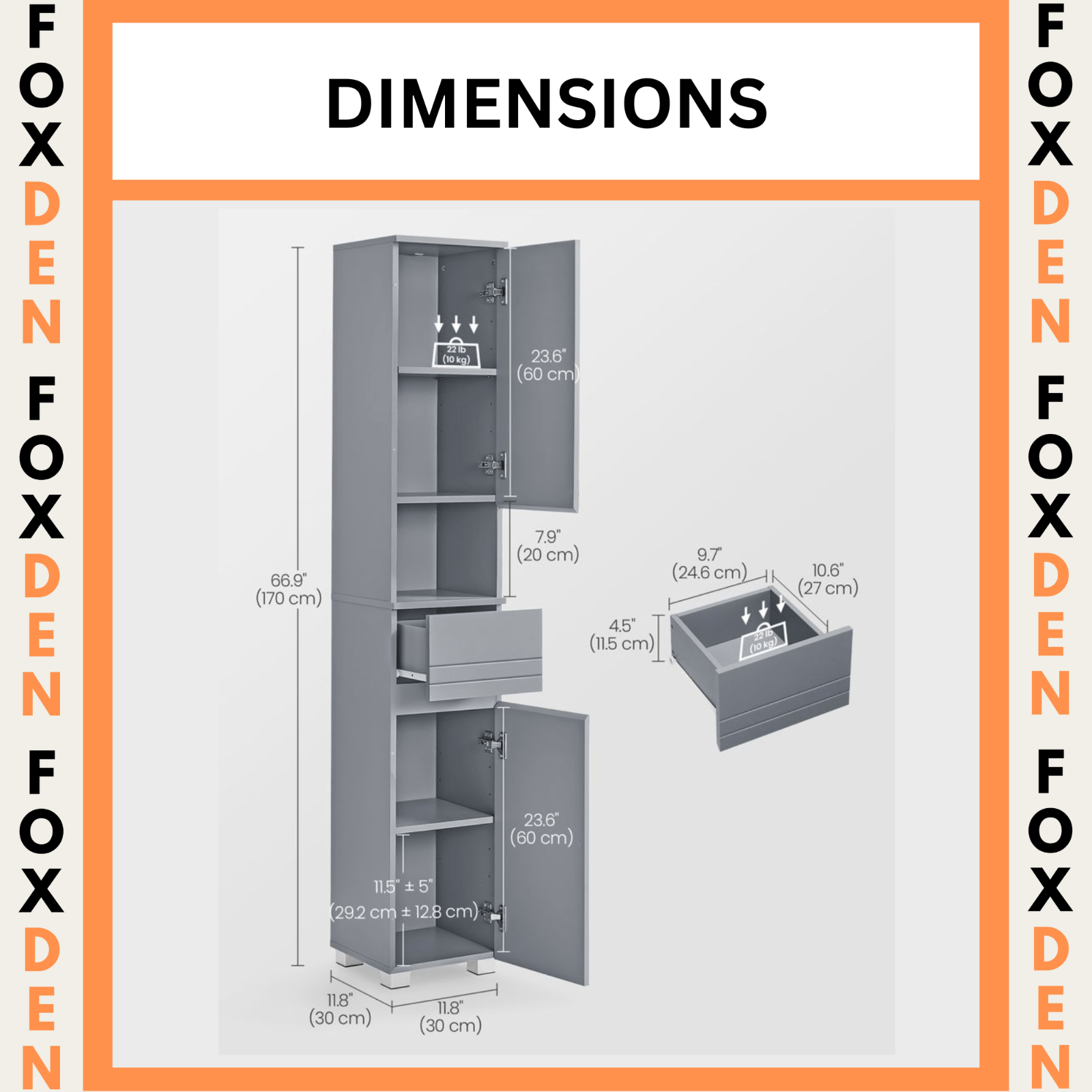 Modern Tall Bathroom Cabinet Storage Unit 2 Door Drawer Shelves Tallboy Cupboard - Home and Garden Furniture Shop - rustic - furniture