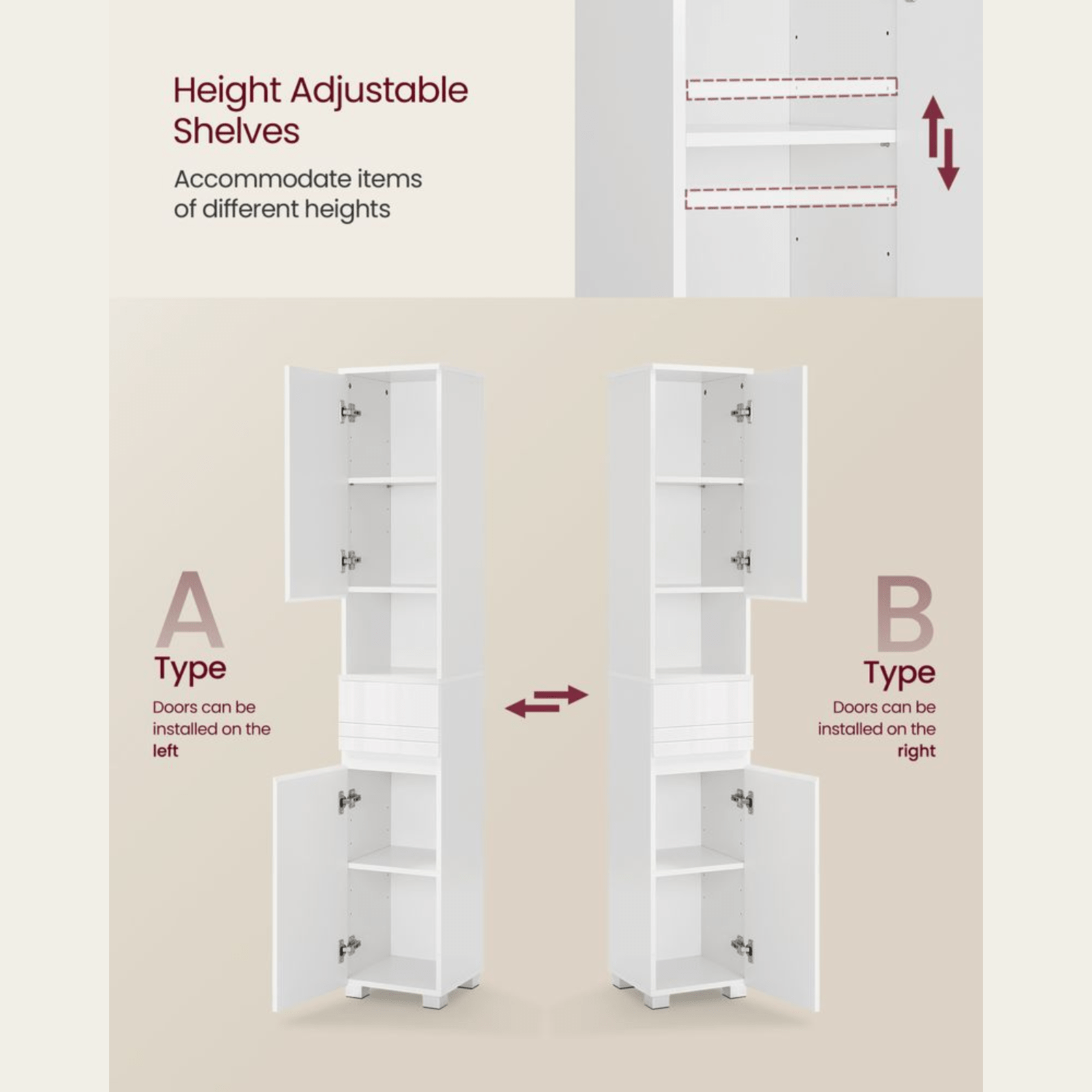 Modern Tall Bathroom Cabinet Storage Unit 2 Door Drawer Shelves Tallboy Cupboard - Home and Garden Furniture Shop - rustic - furniture