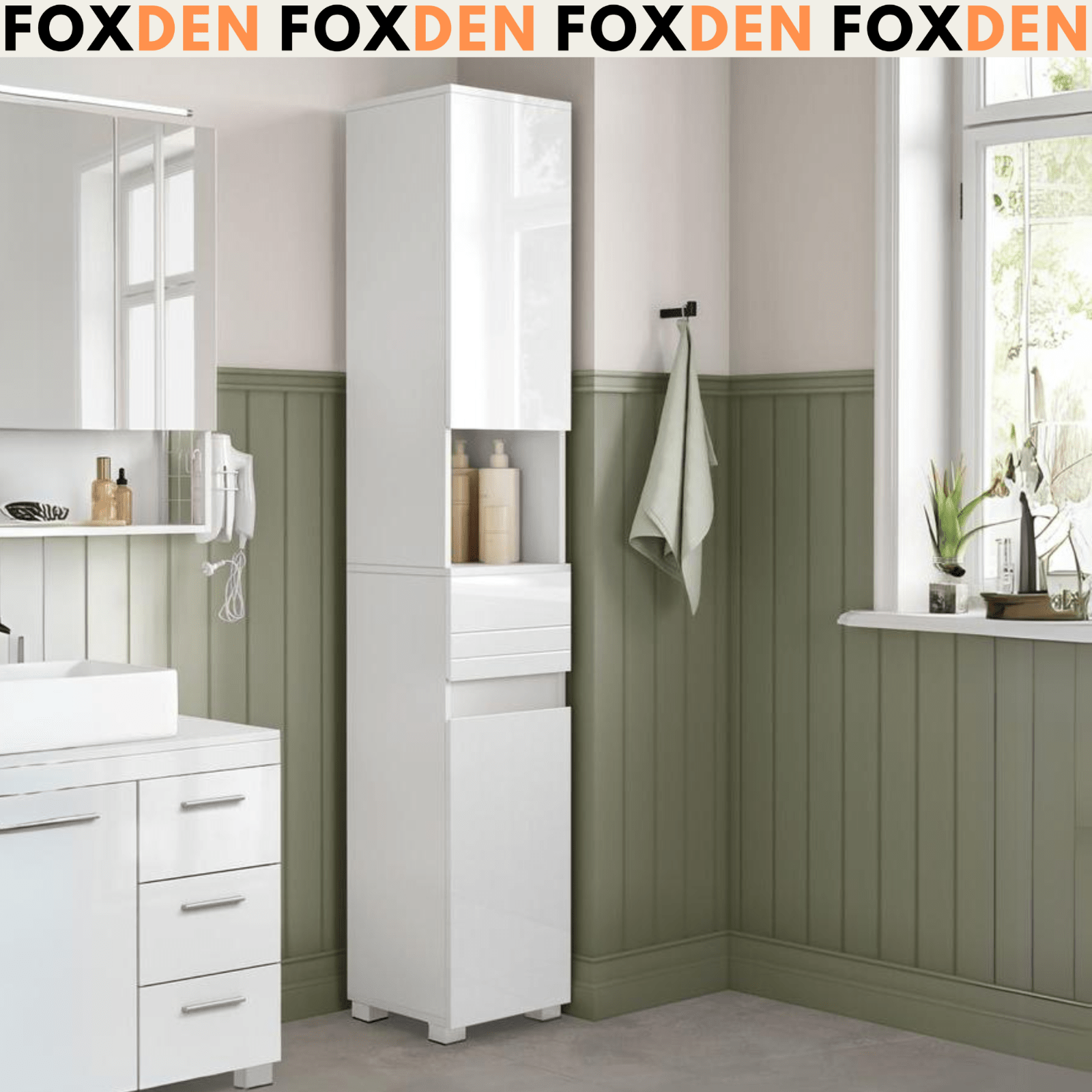 Modern Tall Bathroom Cabinet Storage Unit 2 Door Drawer Shelves Tallboy Cupboard - Home and Garden Furniture Shop - rustic - furniture