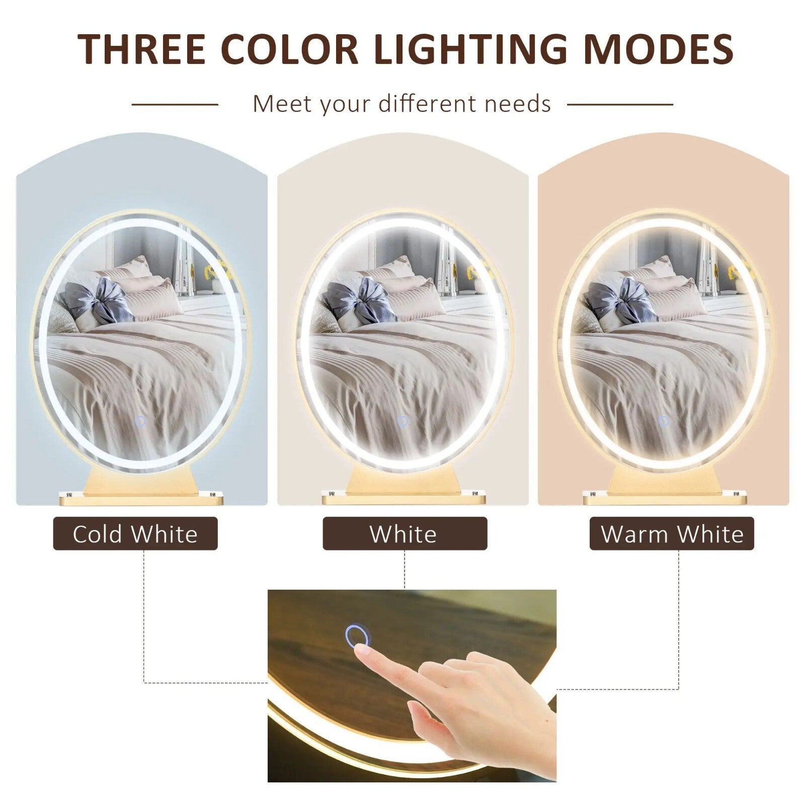 Modern Vanity Dressing Table Set Stool 2 Drawers LED Mirror Makeup Desk Metal - Home and Garden Furniture Shop - rustic - furniture