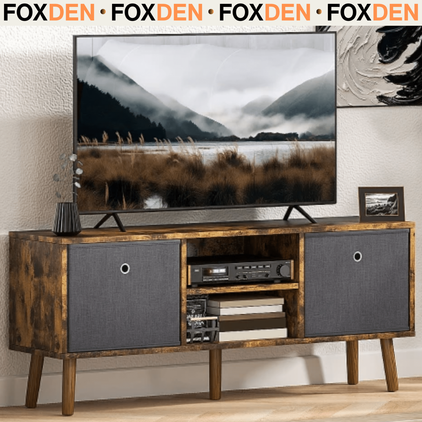 Modern Wooden TV Cabinet Stand Media Unit Retro TV Cube Storage Drawers Shelves - Home and Garden Furniture Shop - rustic - furniture