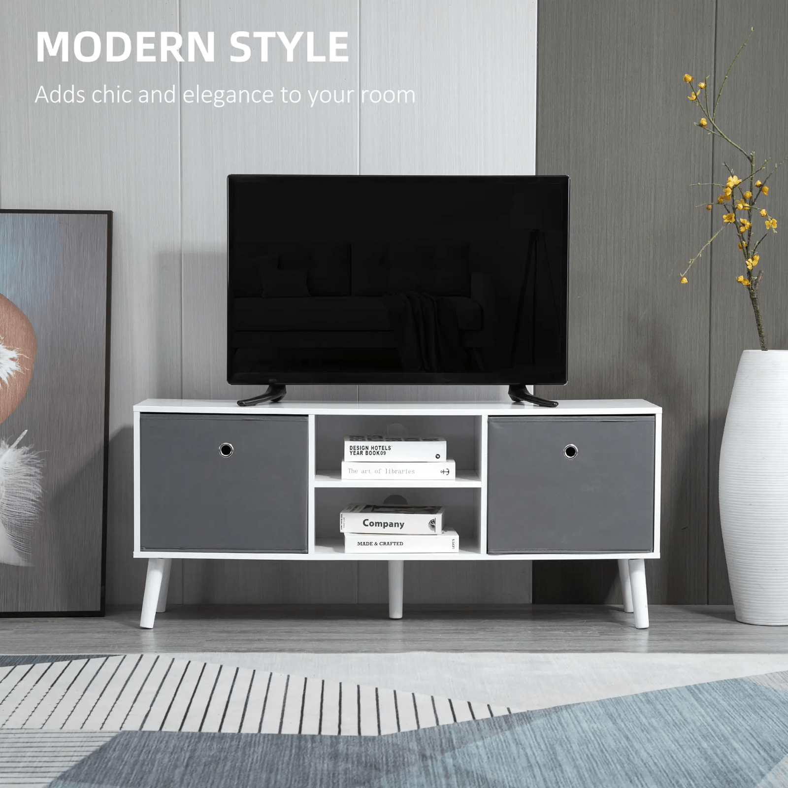 Modern Wooden TV Cabinet Stand Media Unit Retro TV Cube Storage Drawers Shelves - Home and Garden Furniture Shop - rustic - furniture