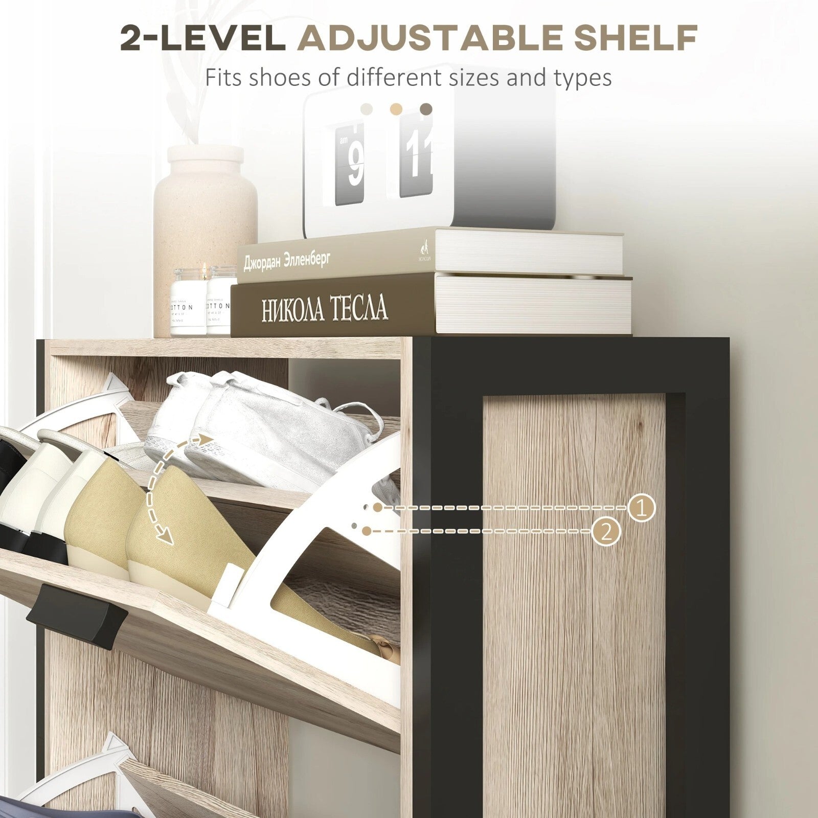 Narrow Shoe Cabinet 3 Drawers 18 Pairs Slim Shoe Storage Cupboard 3 Flip Doors - Home and Garden Furniture Shop - rustic - furniture