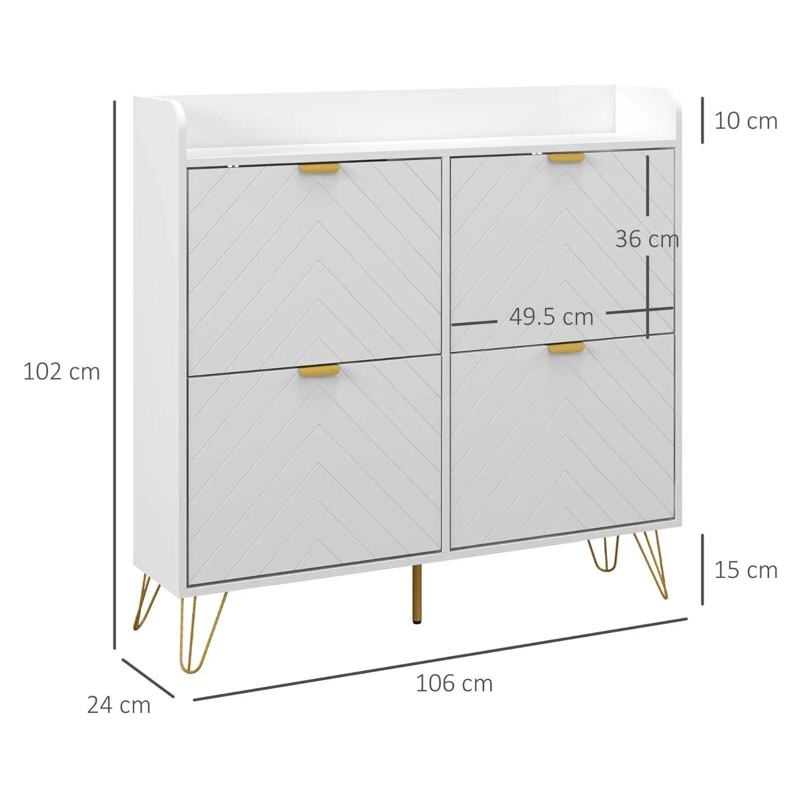Narrow Shoe Storage Cabinet Rack 4 Flip Drawers 16 Pairs of Shoes Console Table - Home and Garden Furniture Shop - #rustic - furniture#
