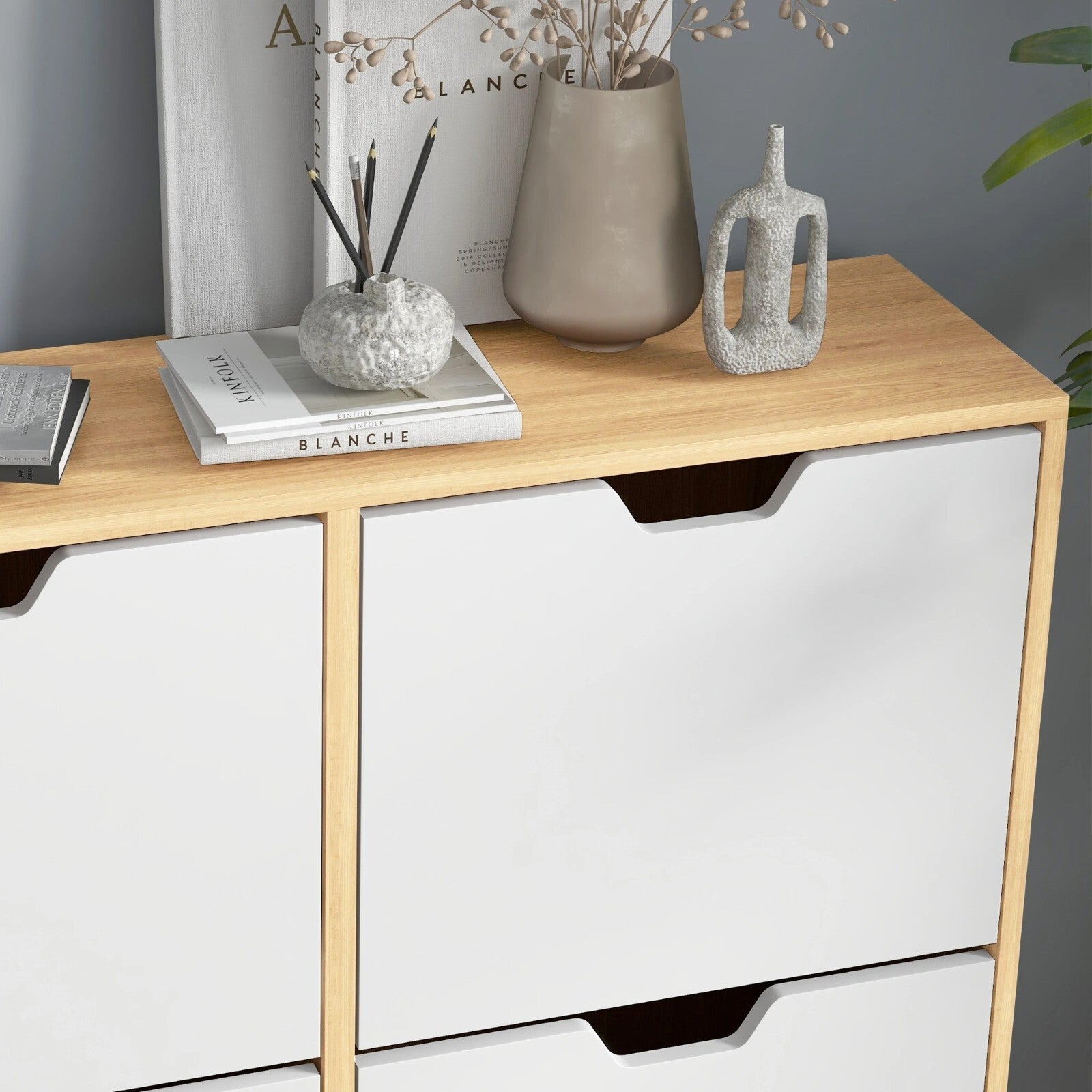 Narrow Shoe Storage Cabinet with 4 Flip Drawers Wood Shoe Rack 16 Pairs of Shoes - Home and Garden Furniture Shop - rustic - furniture