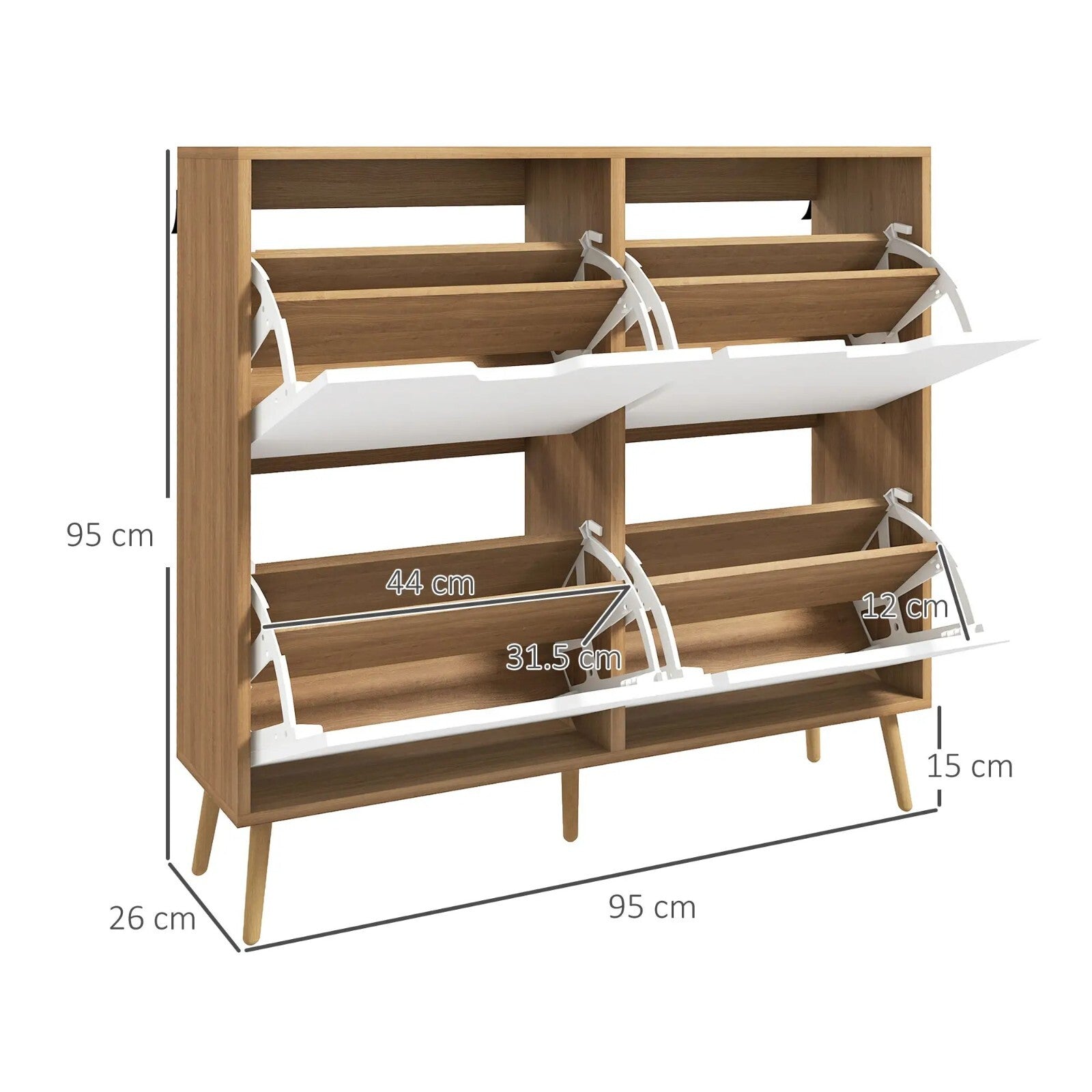 Narrow Shoe Storage Cabinet with 4 Flip Drawers Wood Shoe Rack 16 Pairs of Shoes - Home and Garden Furniture Shop - rustic - furniture