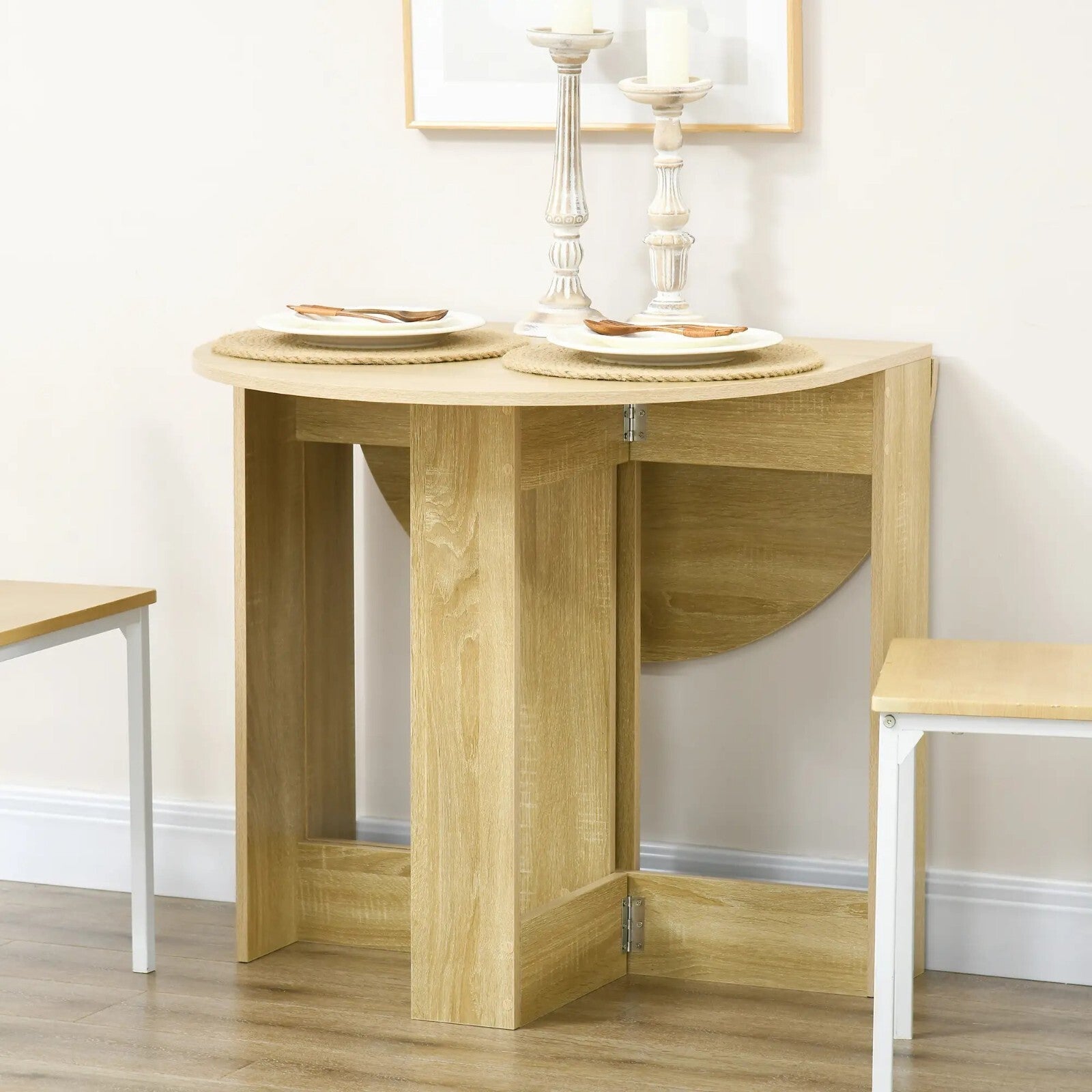 Oak Brown Folding Dining Table Drop Leaf Extendable Kitchen Table Space Saving - Home and Garden Furniture Shop - rustic - furniture