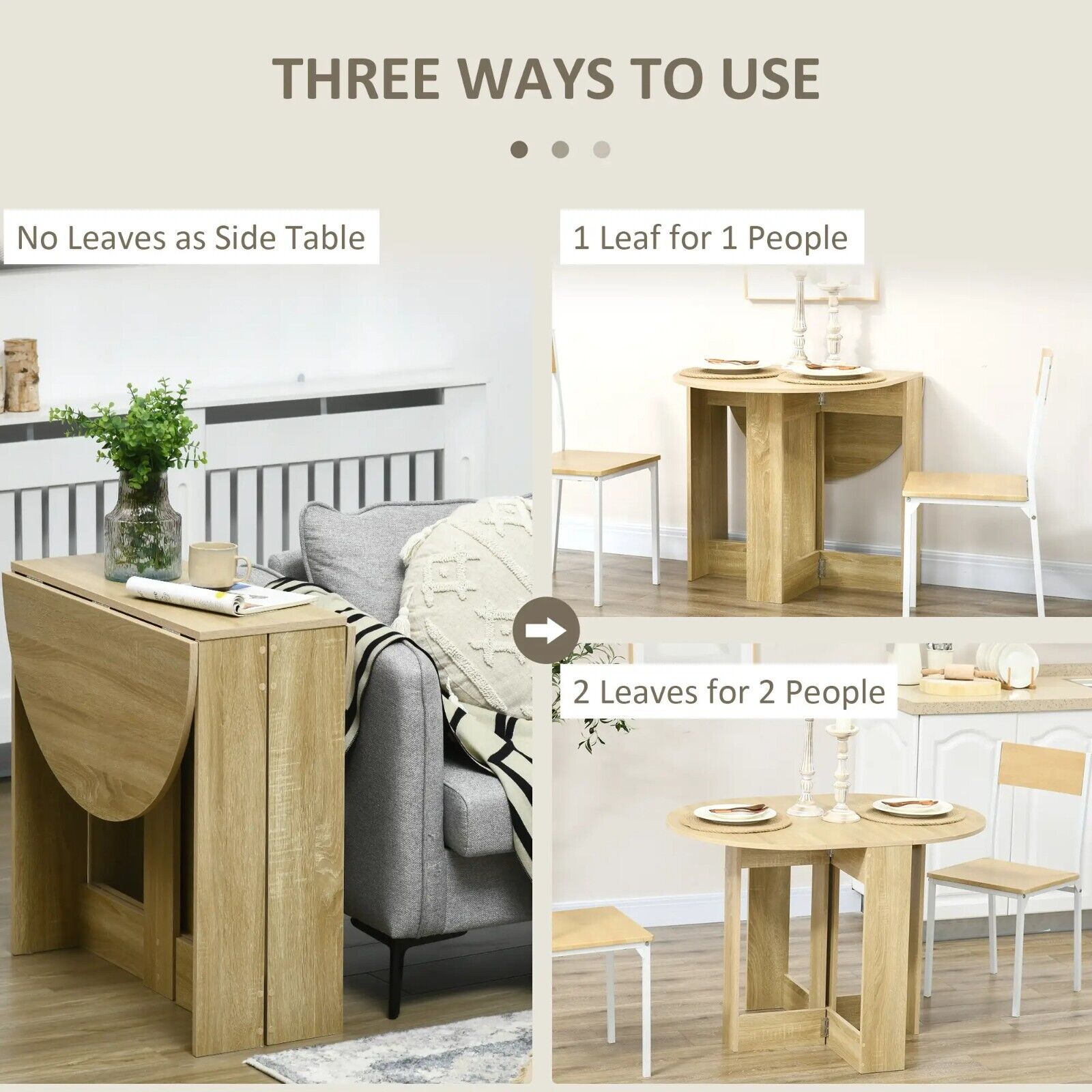 Oak Brown Folding Dining Table Drop Leaf Extendable Kitchen Table Space Saving - Home and Garden Furniture Shop - rustic - furniture