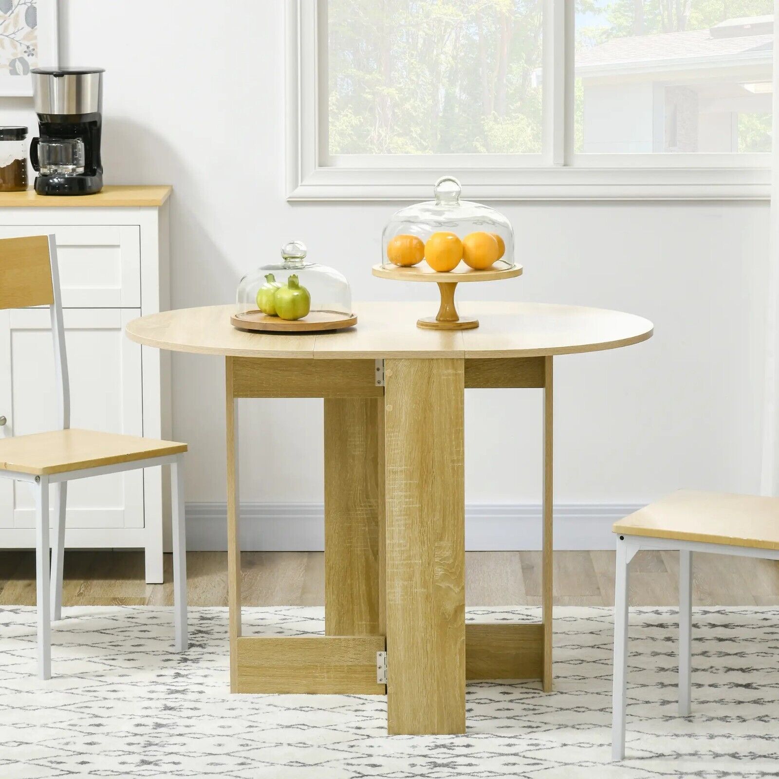 Oak Brown Folding Dining Table Drop Leaf Extendable Kitchen Table Space Saving - Home and Garden Furniture Shop - rustic - furniture