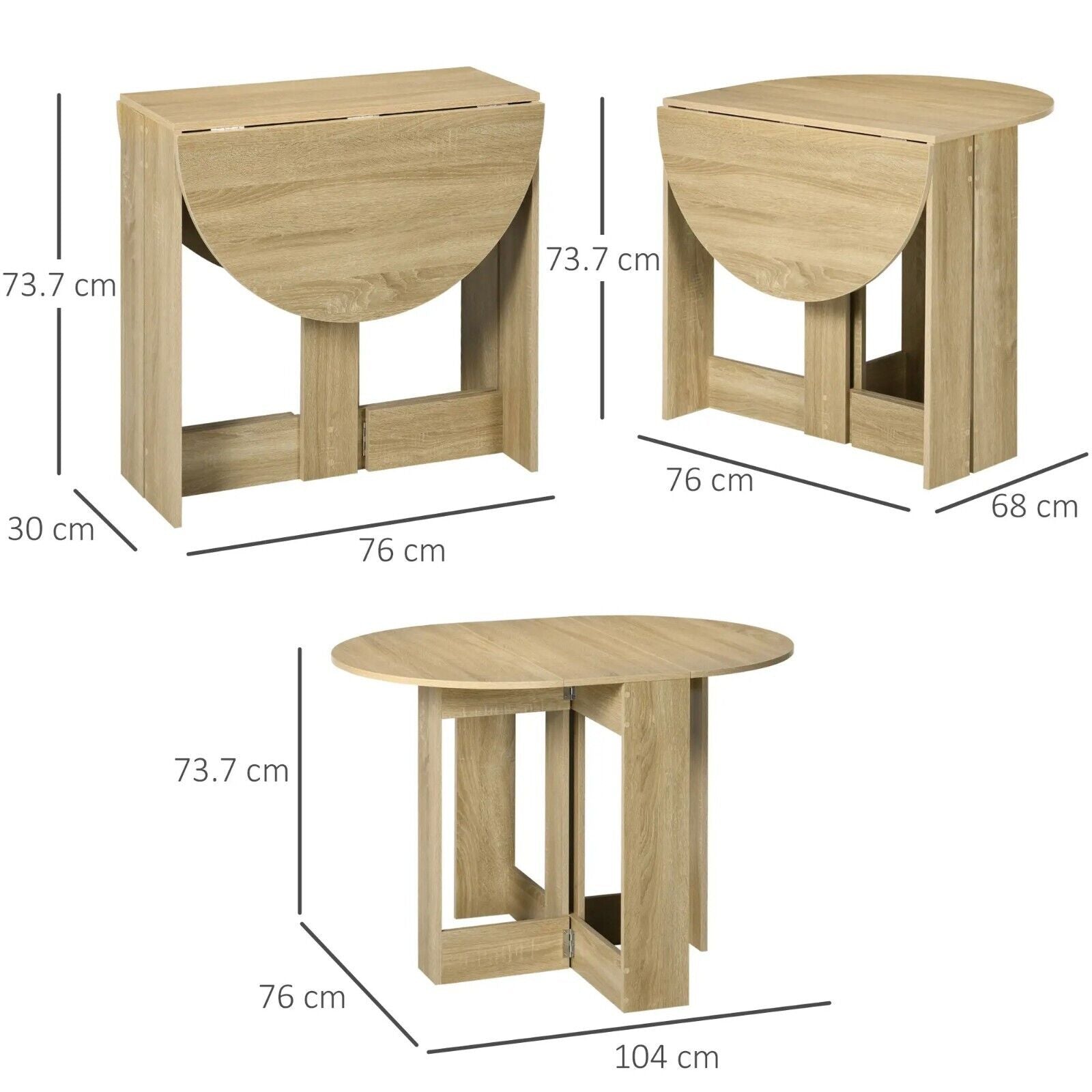 Oak Brown Folding Dining Table Drop Leaf Extendable Kitchen Table Space Saving - Home and Garden Furniture Shop - rustic - furniture