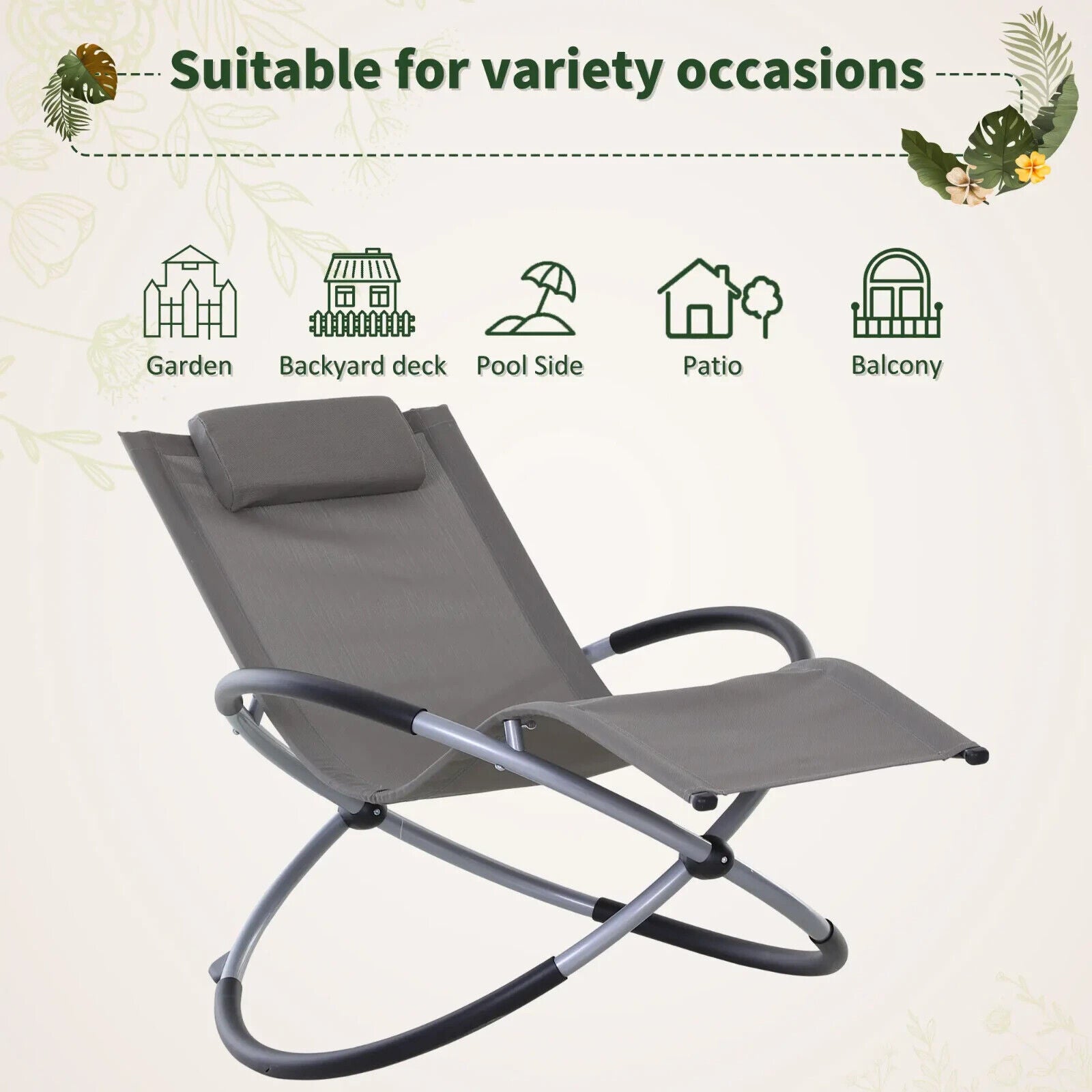 Orbital Zero Gravity Lounger Foldable Rocking Patio Chaise Chair with Pillow - Home and Garden Furniture Shop - #rustic - furniture#