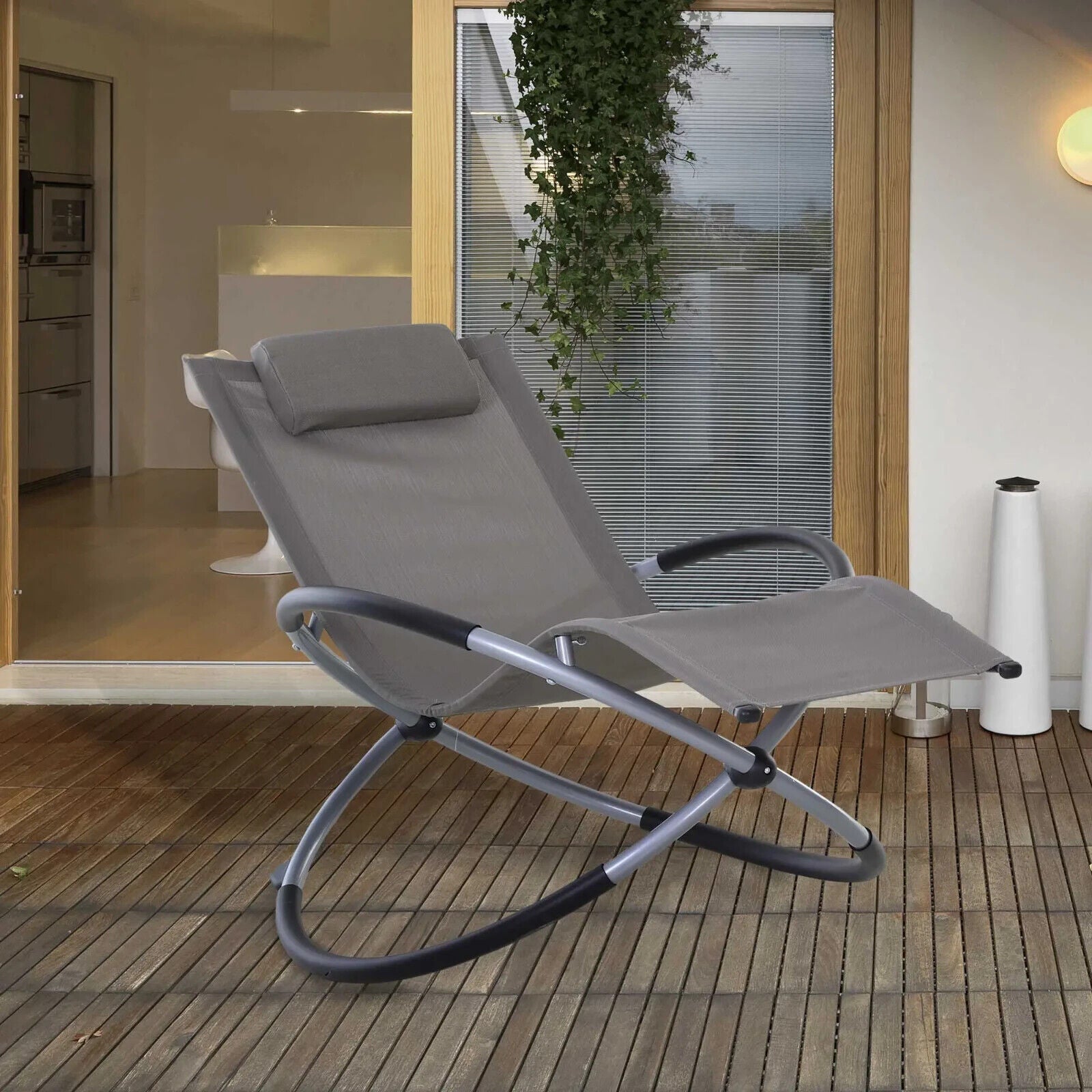 Orbital Zero Gravity Lounger Foldable Rocking Patio Chaise Chair with Pillow - Home and Garden Furniture Shop - #rustic - furniture#